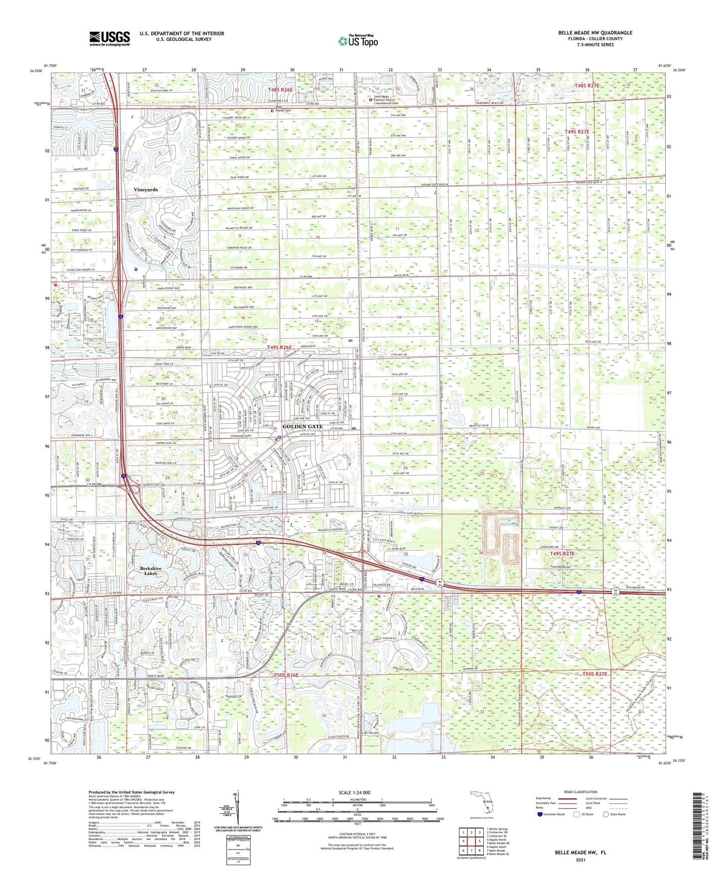 Belle Meade NW Florida US Topo Map Image