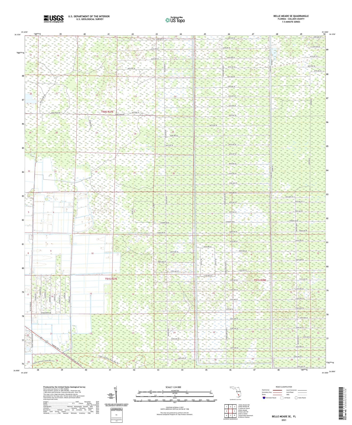 Belle Meade SE Florida US Topo Map Image