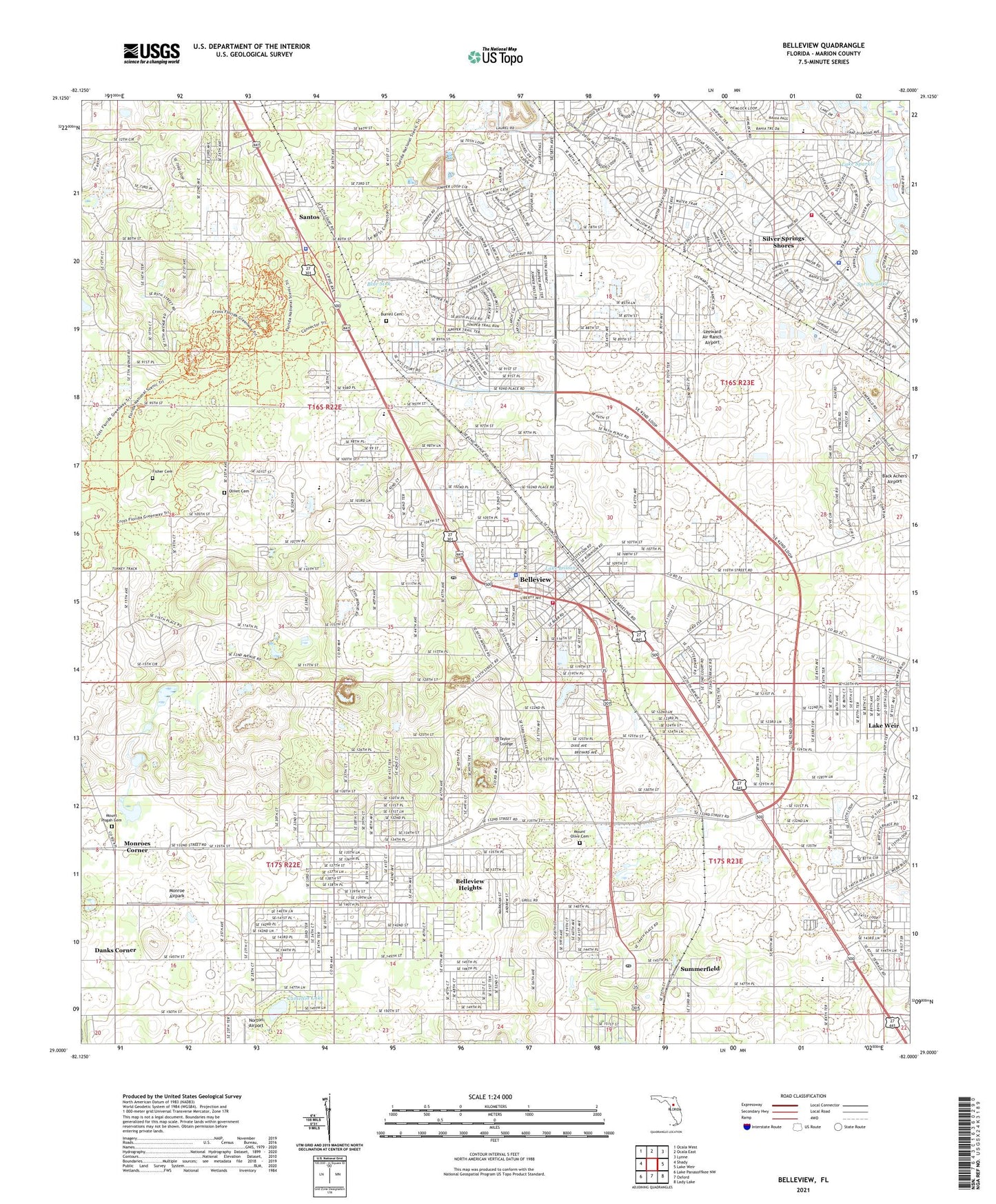 Belleview Florida US Topo Map Image