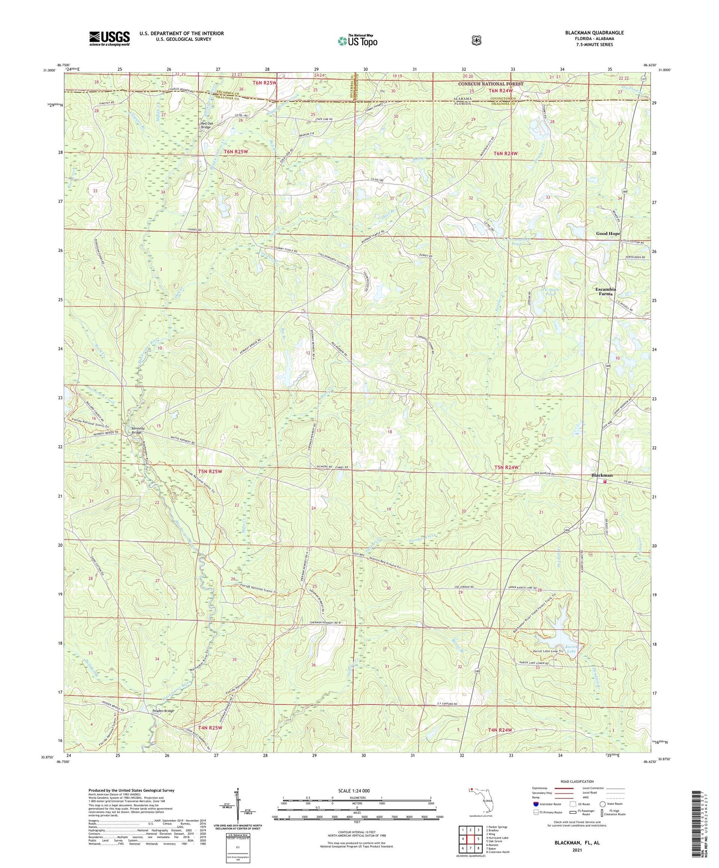 Blackman Florida US Topo Map Image