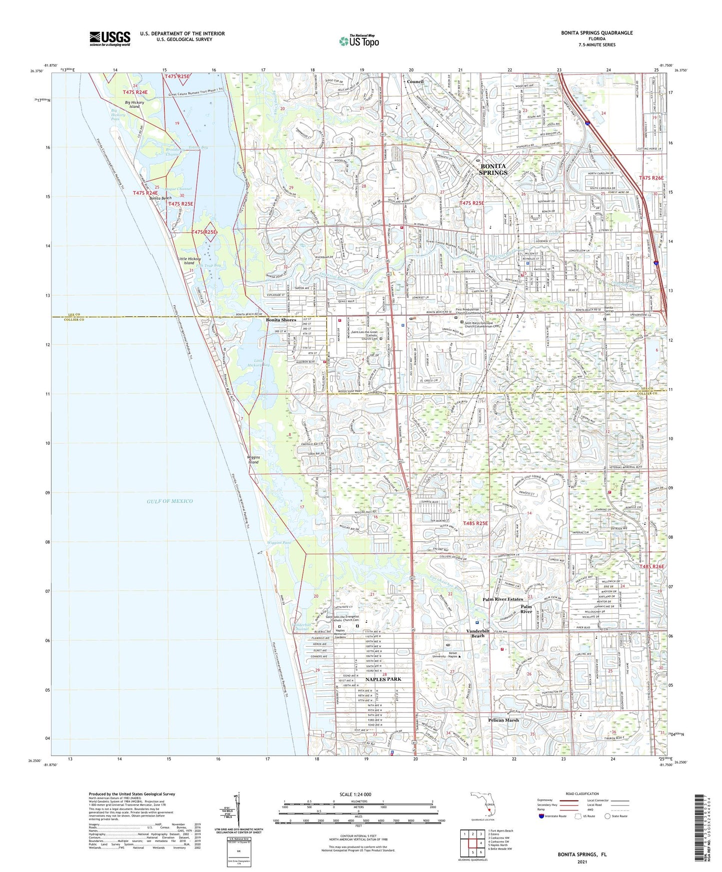 Bonita Springs Florida US Topo Map Image
