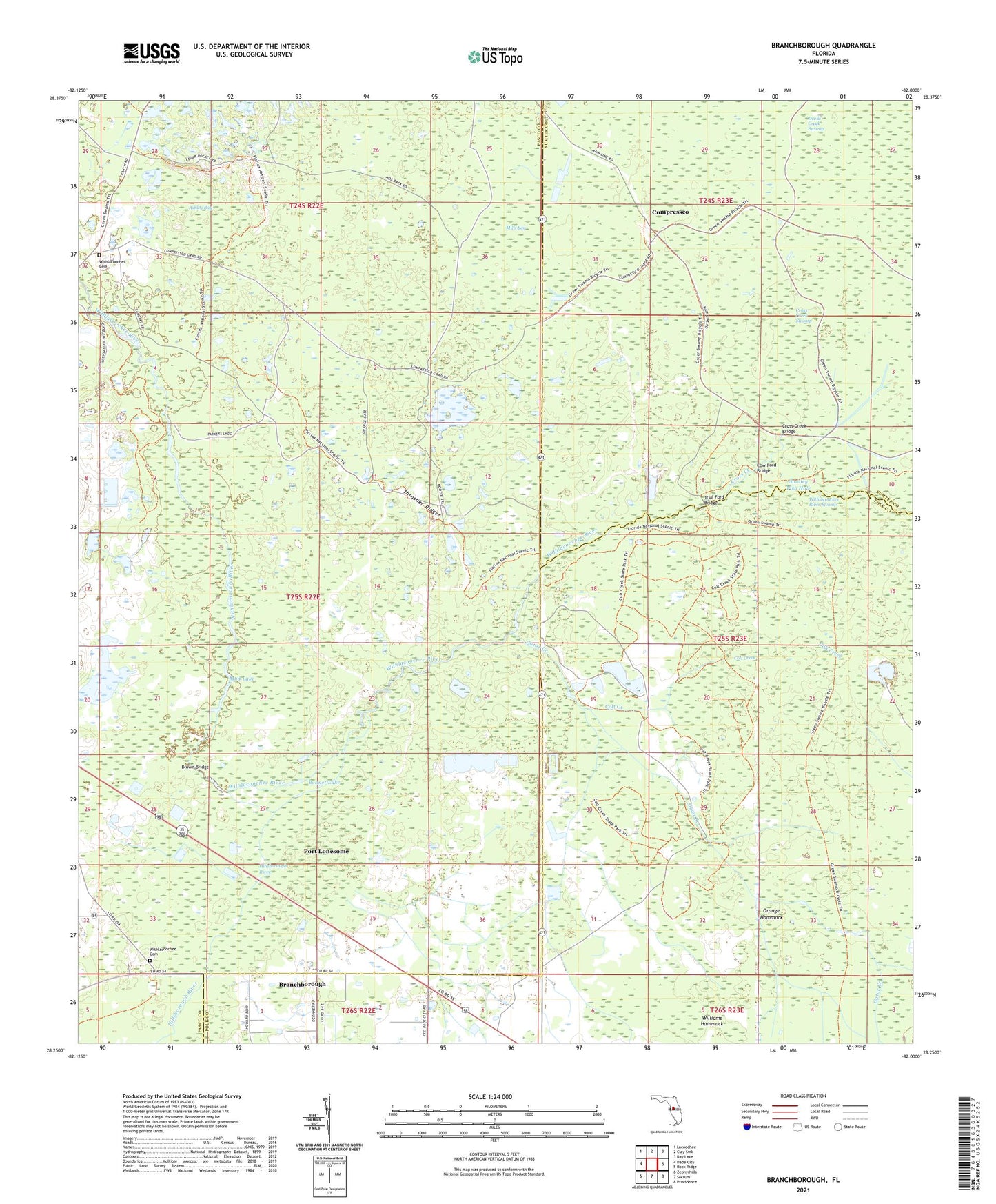 Branchborough Florida US Topo Map Image