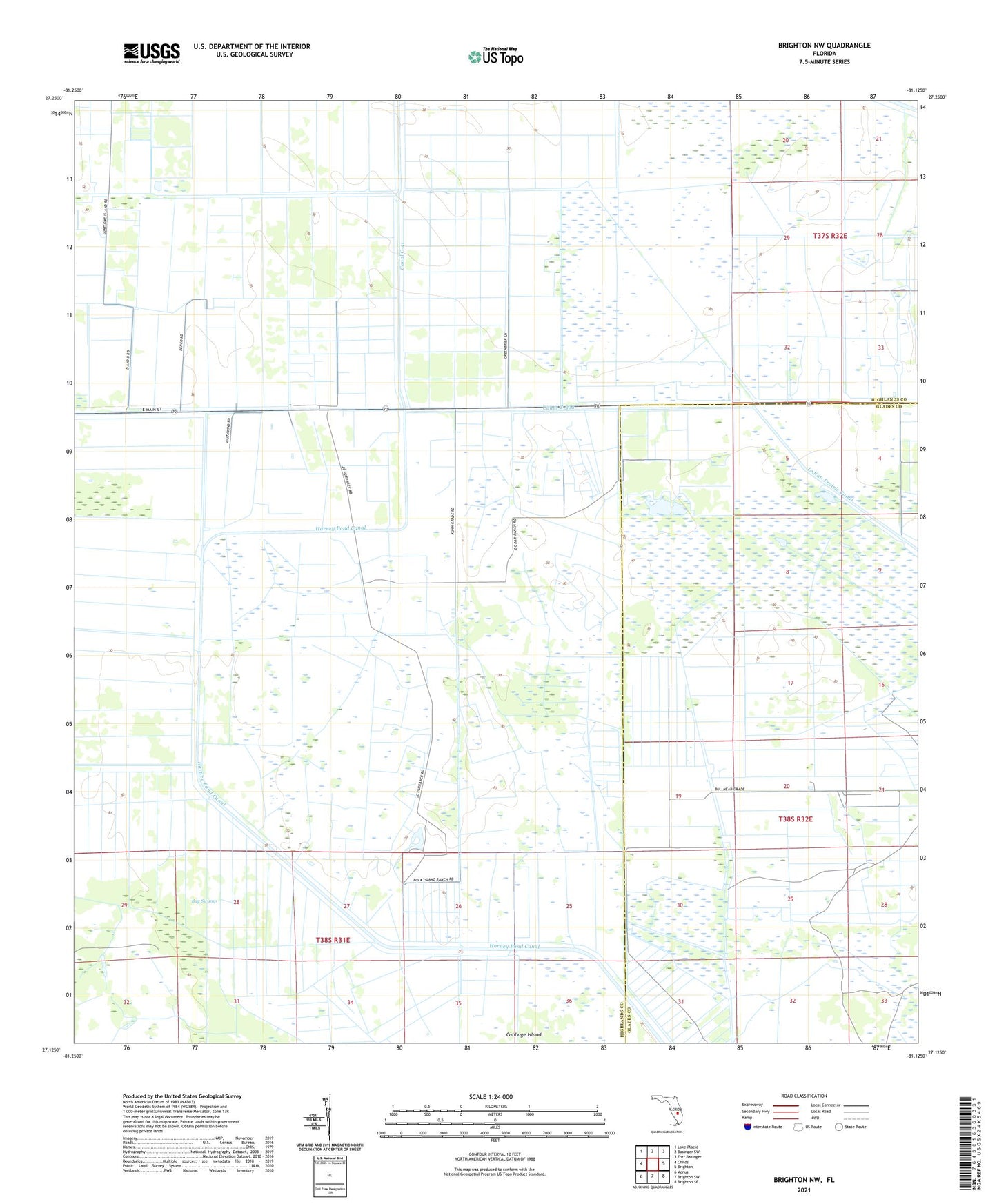 Brighton NW Florida US Topo Map Image