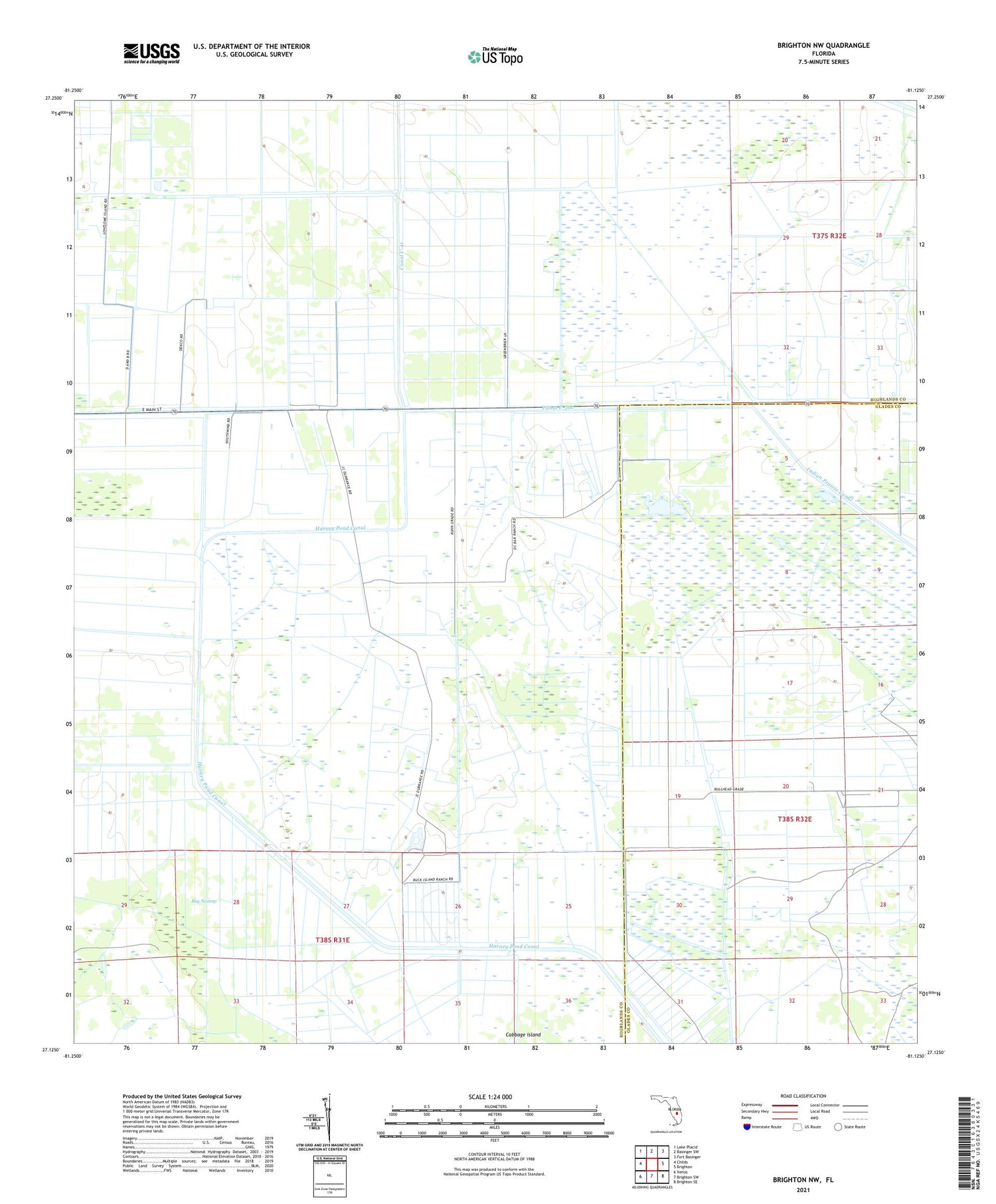 Brighton NW Florida US Topo Map Image