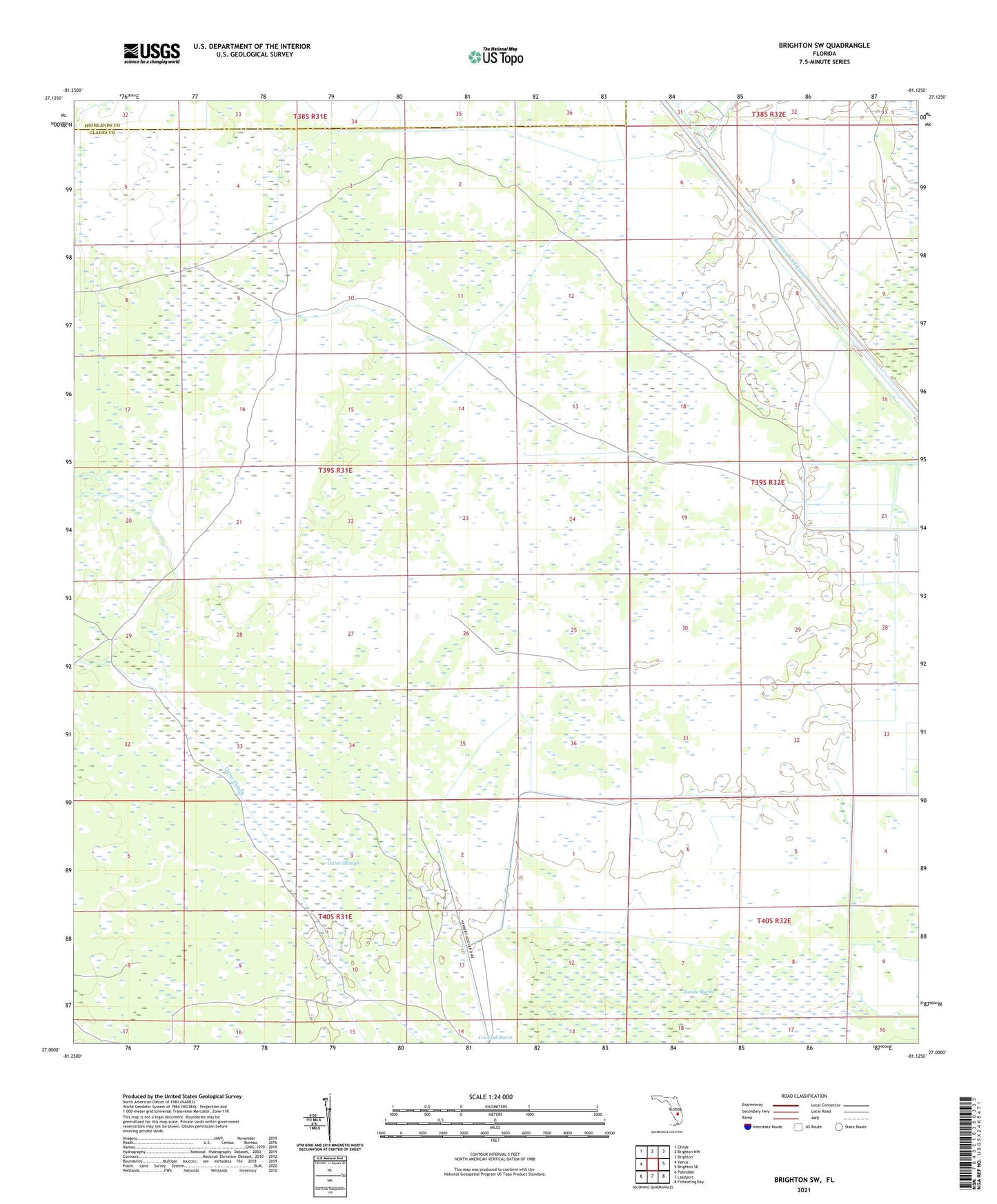 Brighton SW Florida US Topo Map Image