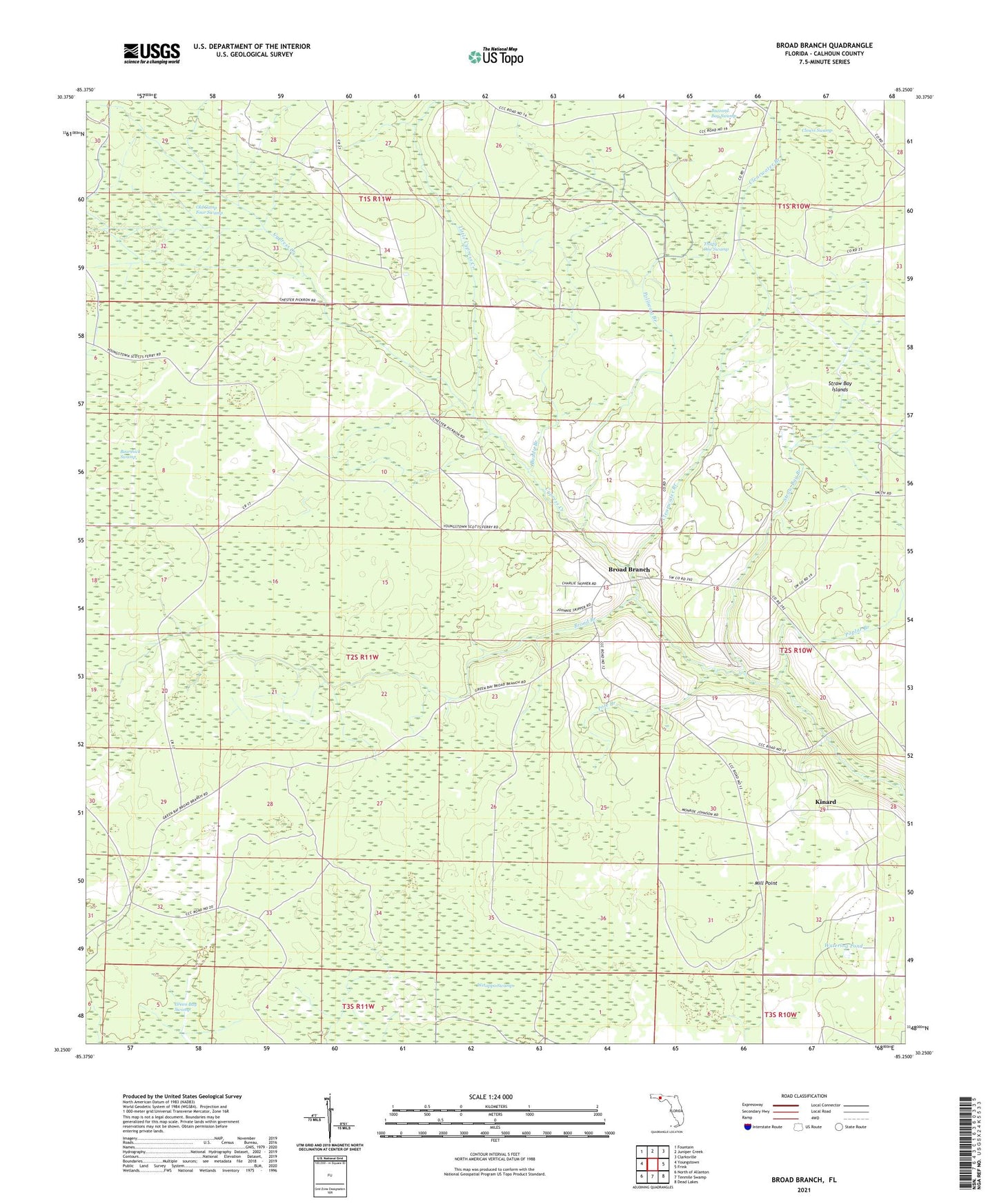 Broad Branch Florida US Topo Map Image