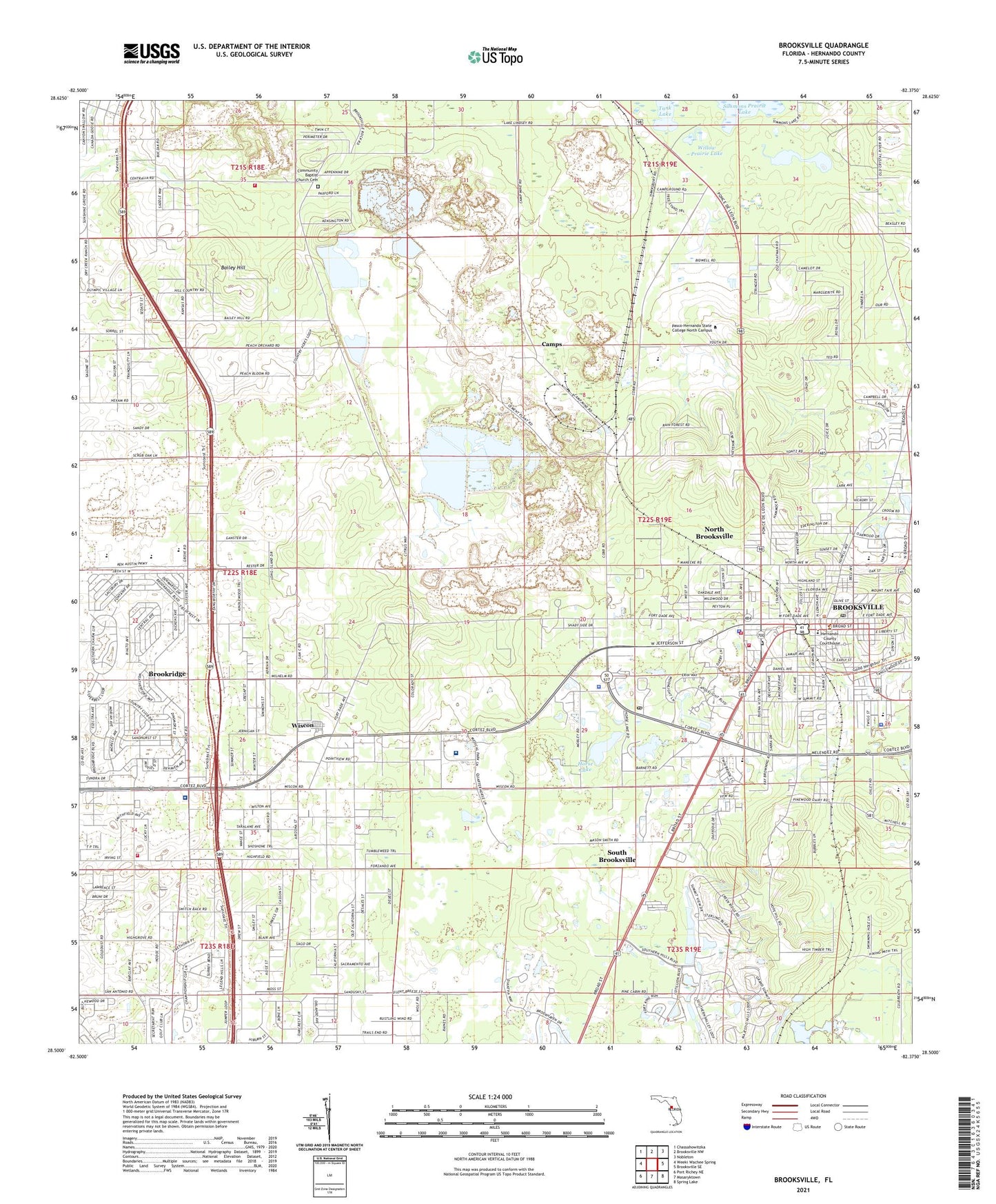 Brooksville Florida US Topo Map Image