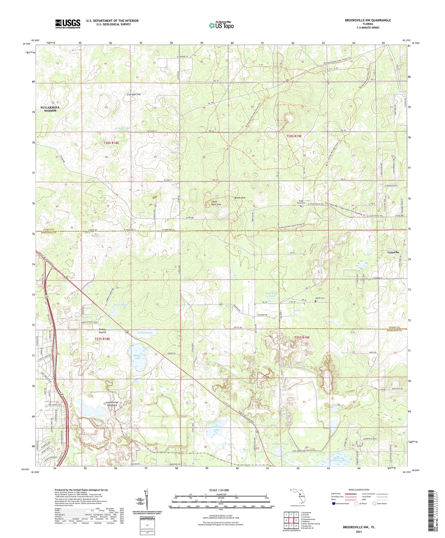 Brooksville NW Florida US Topo Map Image