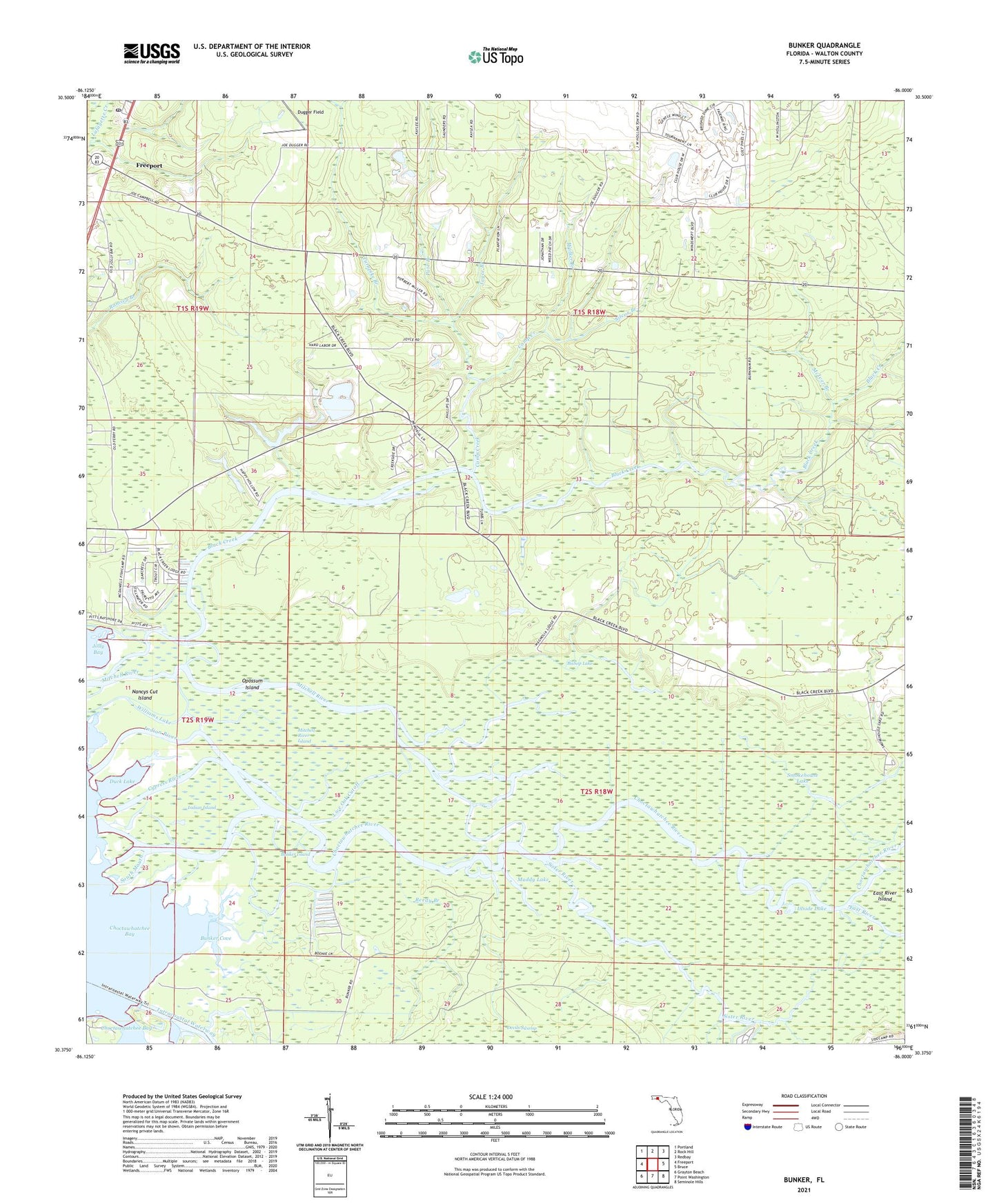 Bunker Florida US Topo Map Image