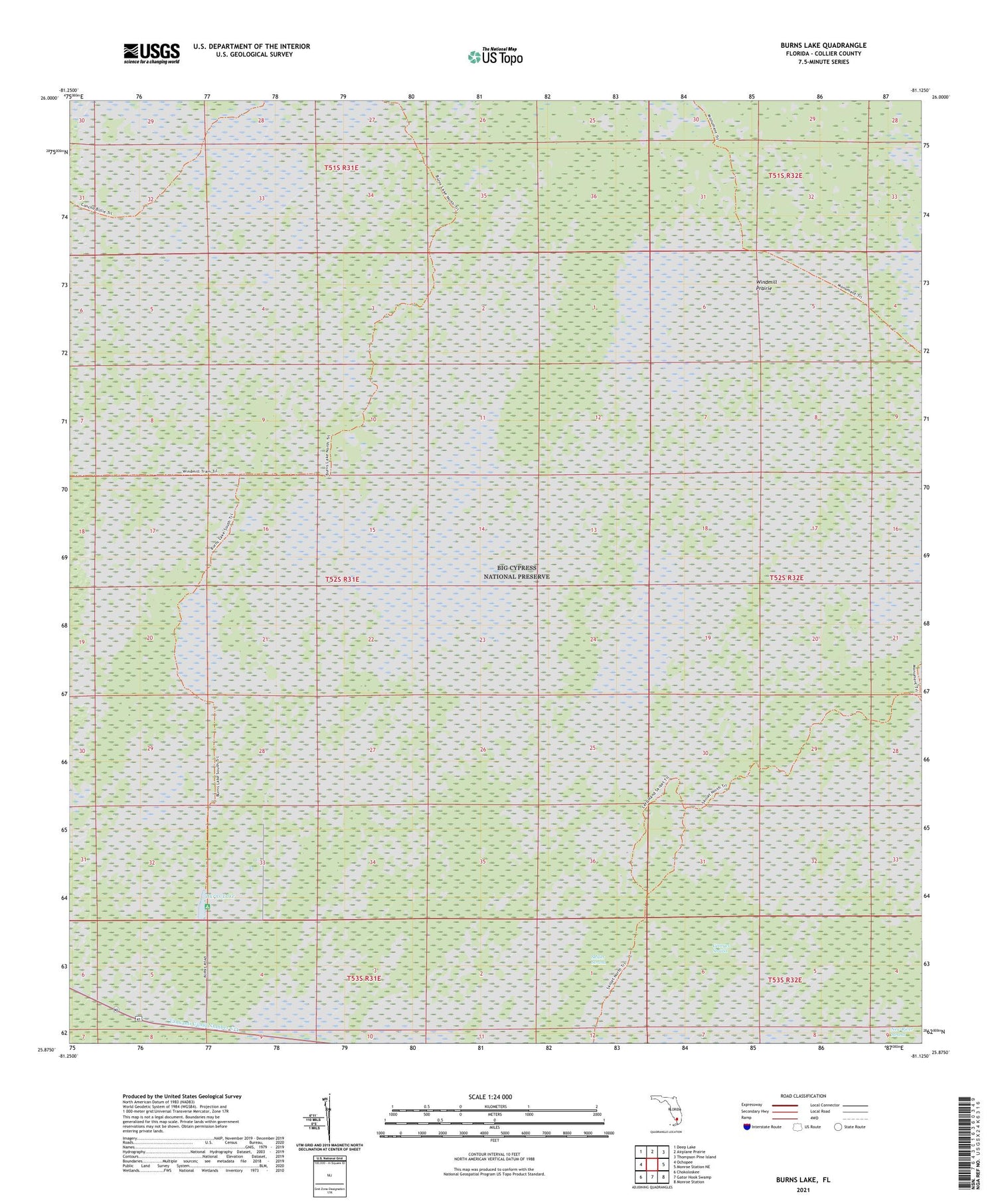 Burns Lake Florida US Topo Map Image