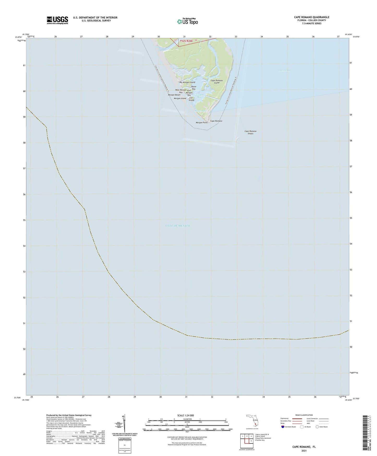 Cape Romano Florida US Topo Map Image