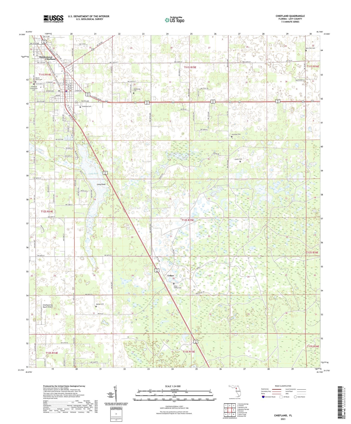 Chiefland Florida US Topo Map Image