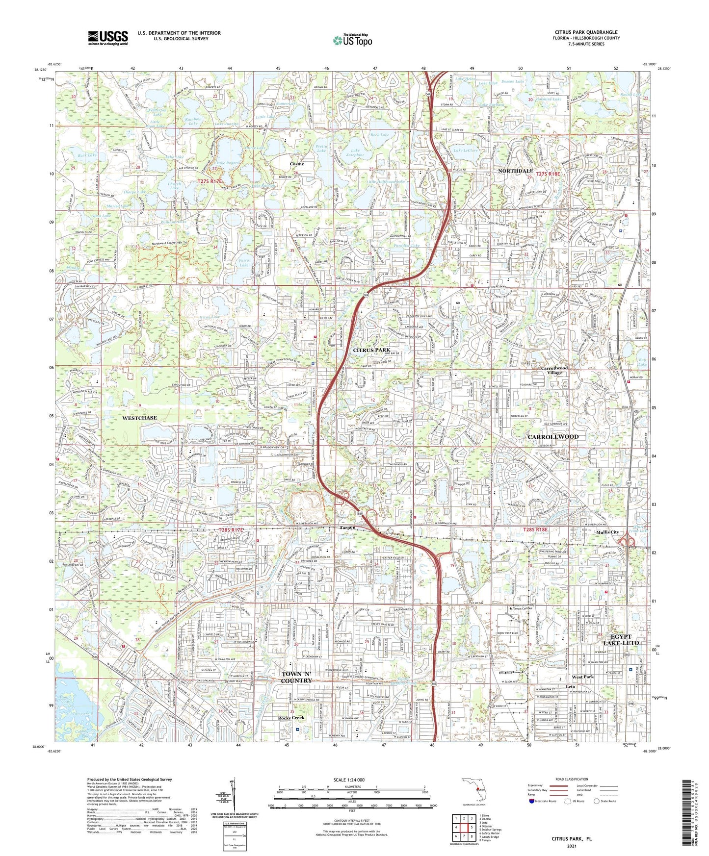 Citrus Park Florida US Topo Map Image