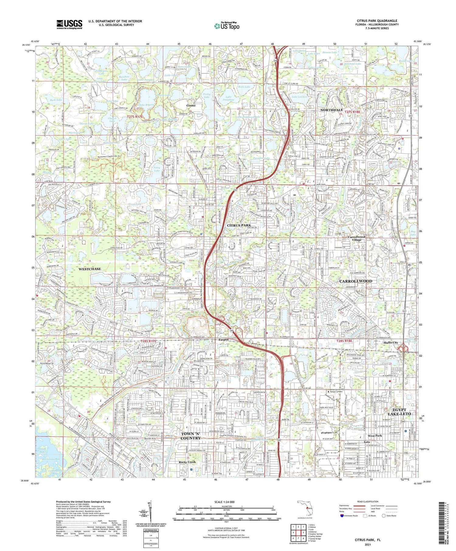 Citrus Park Florida US Topo Map Image