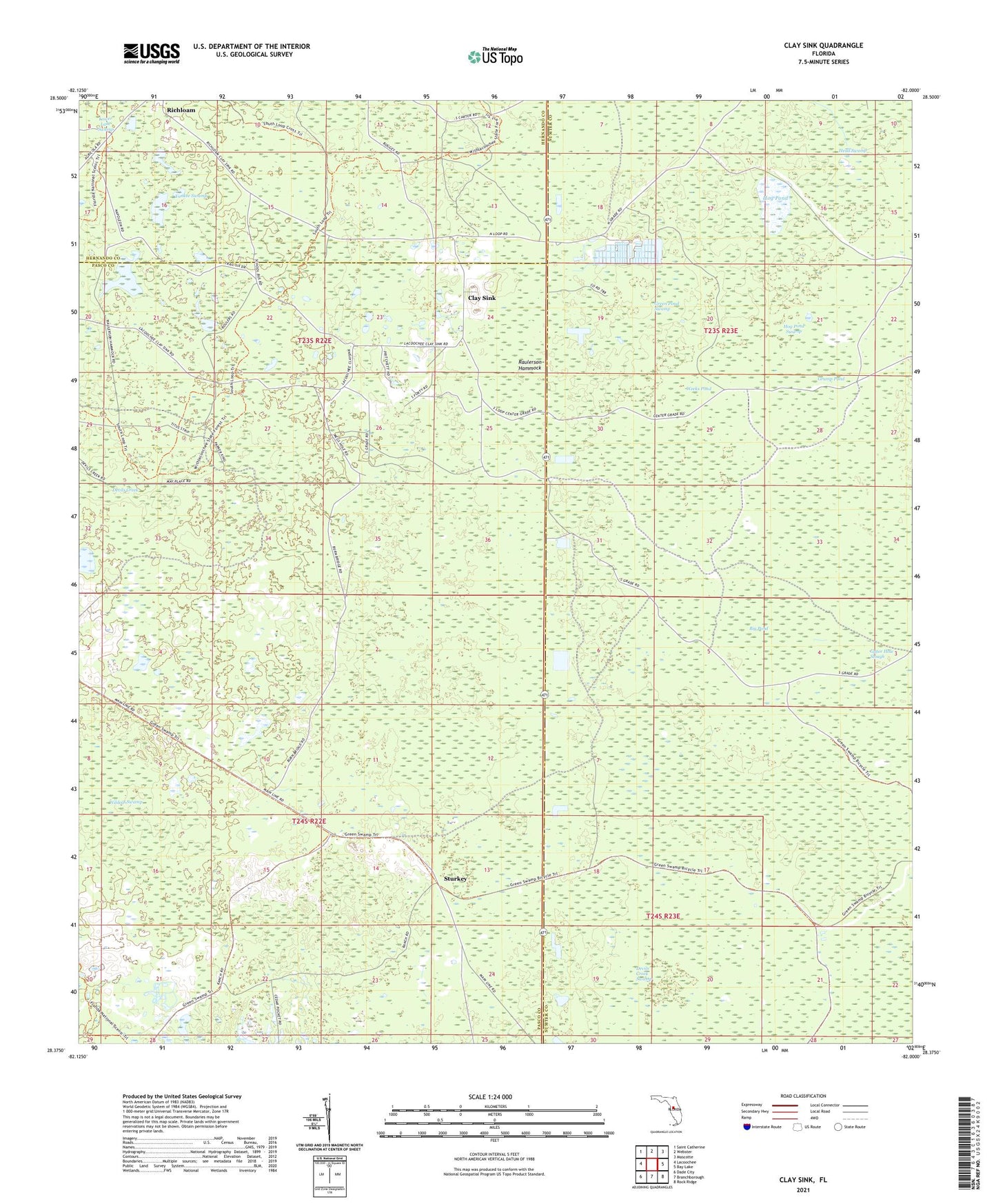 Clay Sink Florida US Topo Map Image