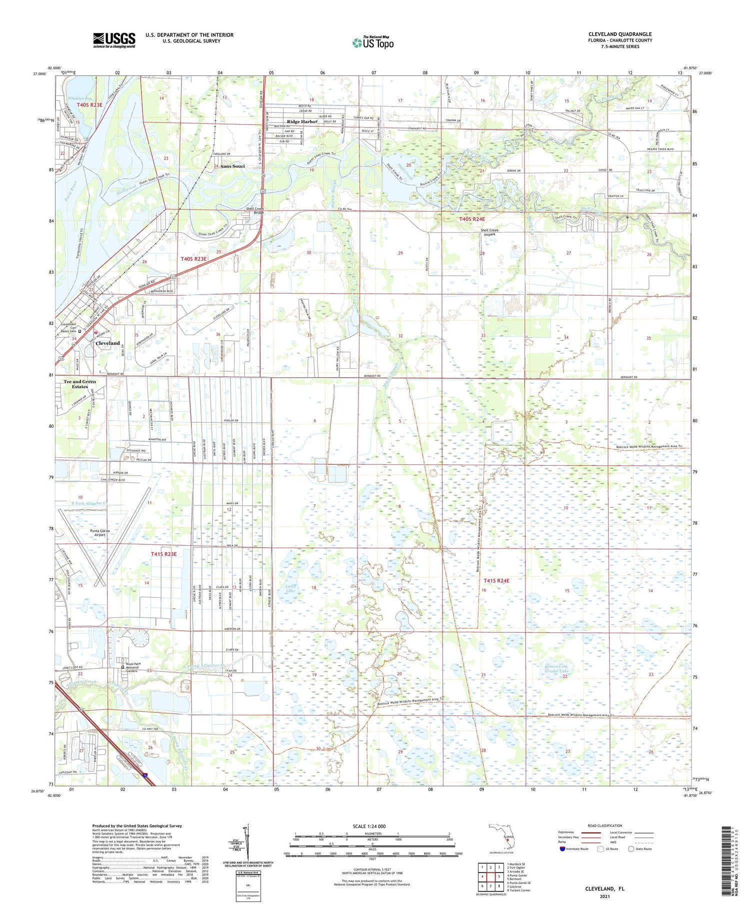 Cleveland Florida US Topo Map Image
