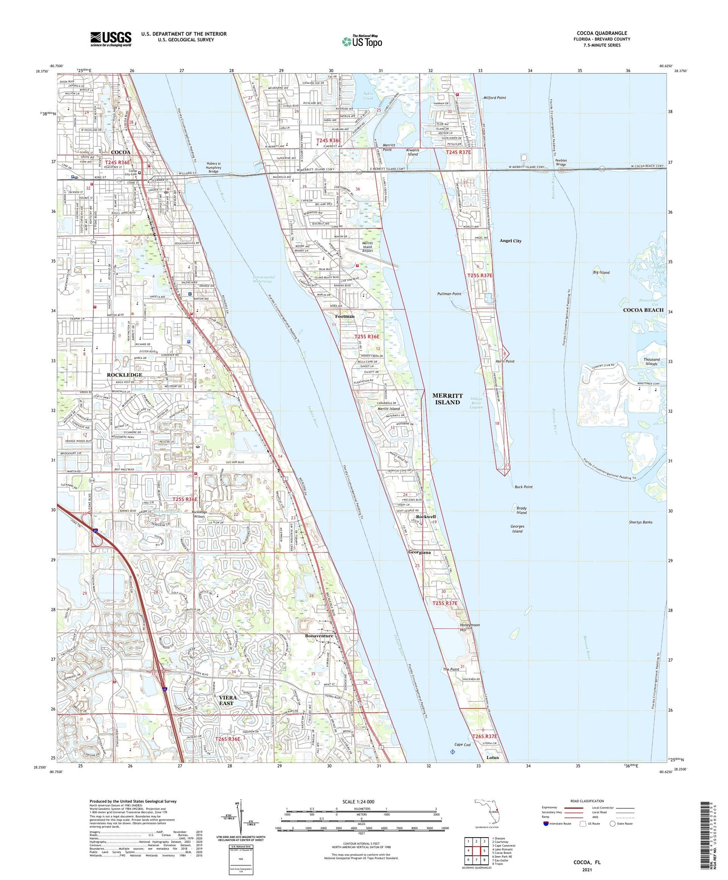 Cocoa Florida US Topo Map Image