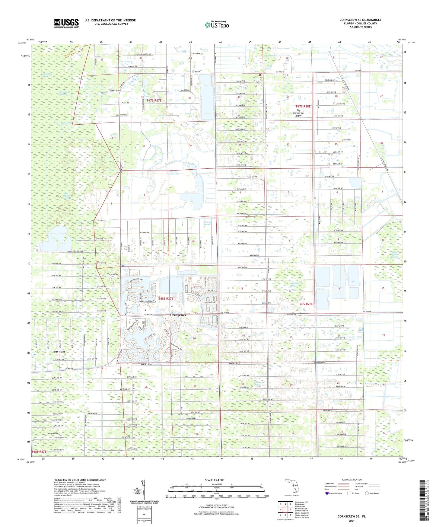 Corkscrew SE Florida US Topo Map Image