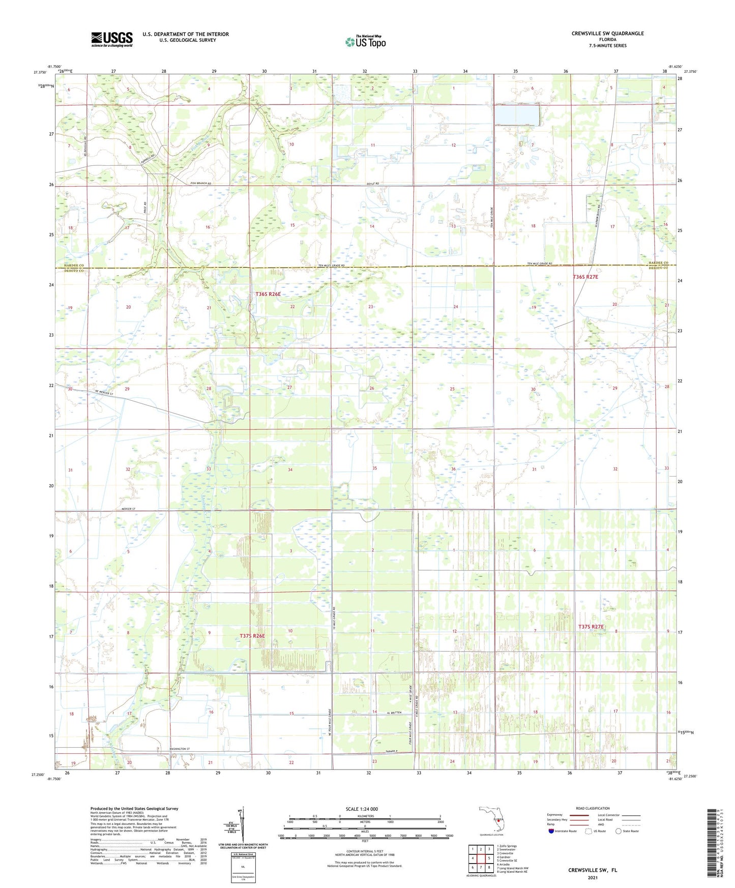 Crewsville SW Florida US Topo Map Image