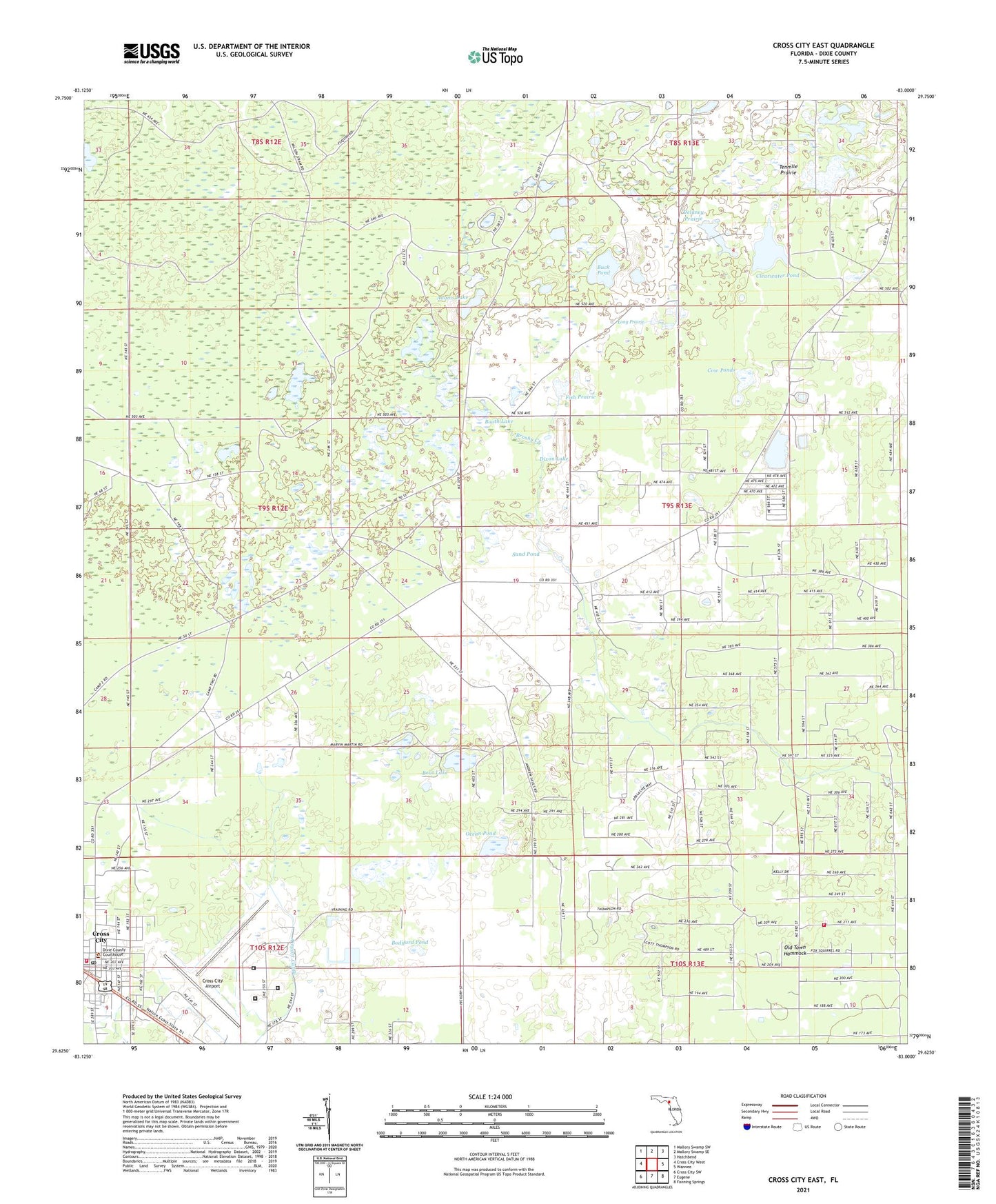 Cross City East Florida US Topo Map Image