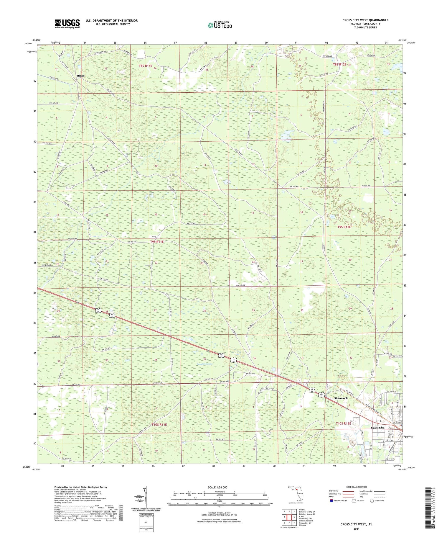 Cross City West Florida US Topo Map Image
