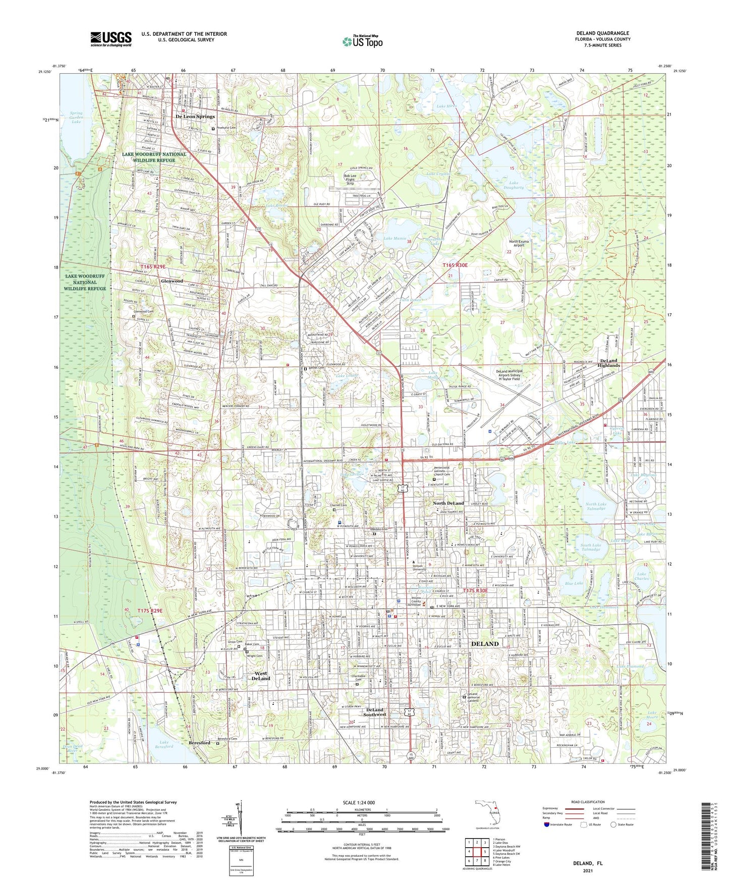 DeLand Florida US Topo Map Image