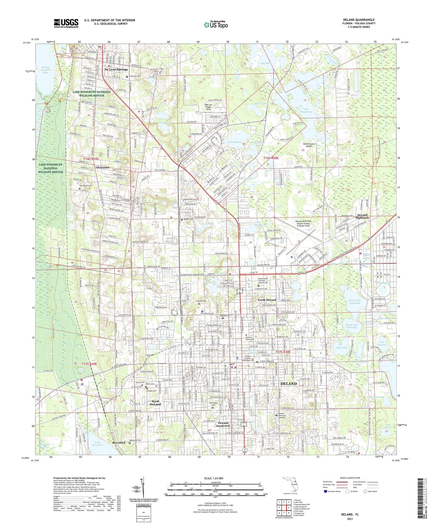 DeLand Florida US Topo Map Image