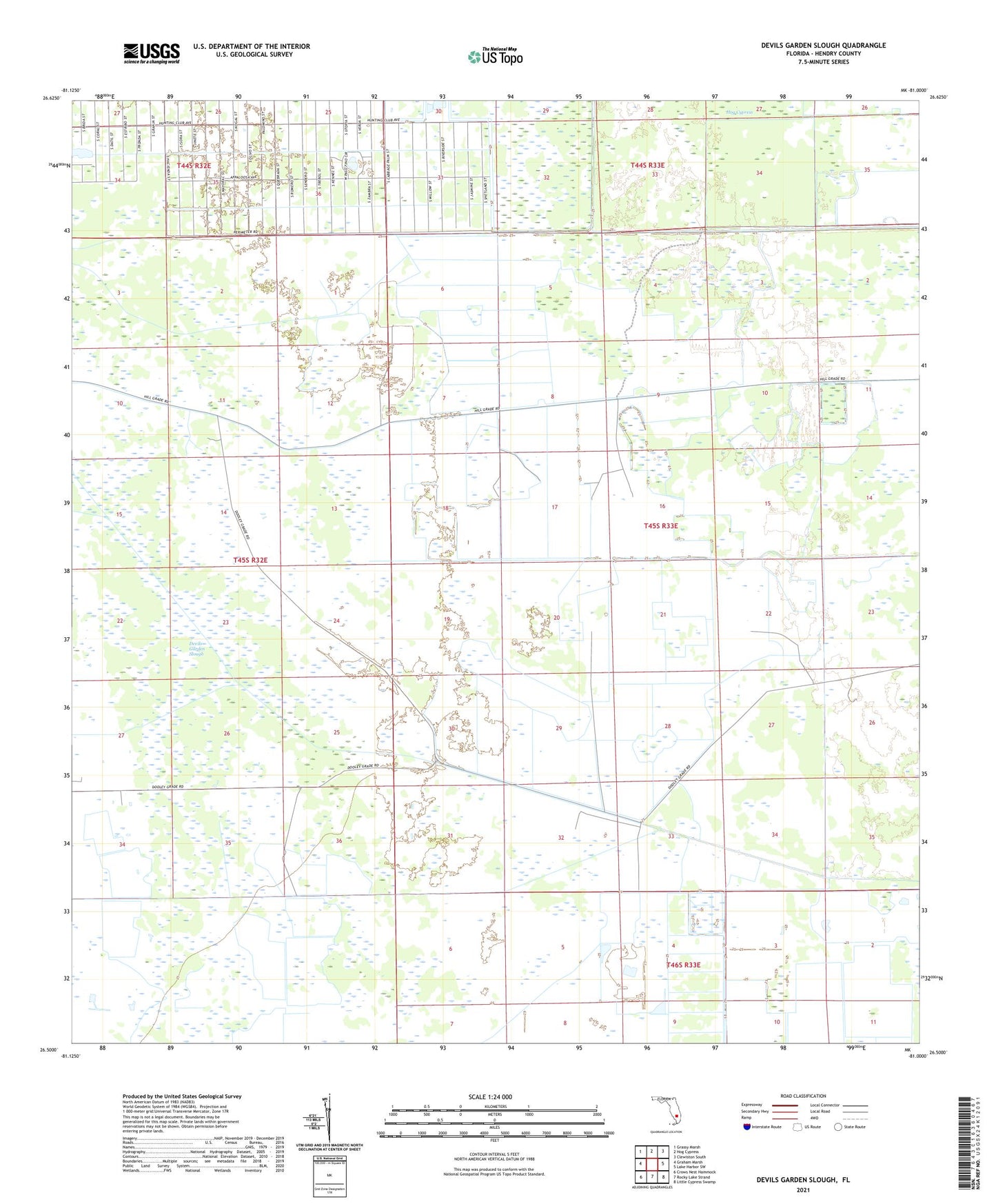 Devils Garden Slough Florida US Topo Map Image