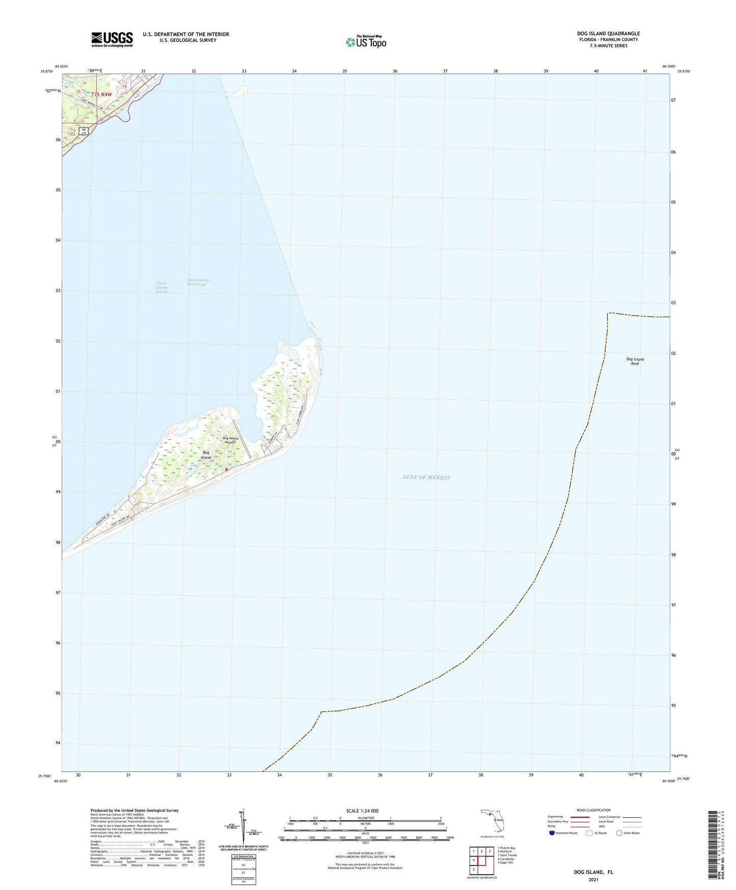 Dog Island Florida US Topo Map Image