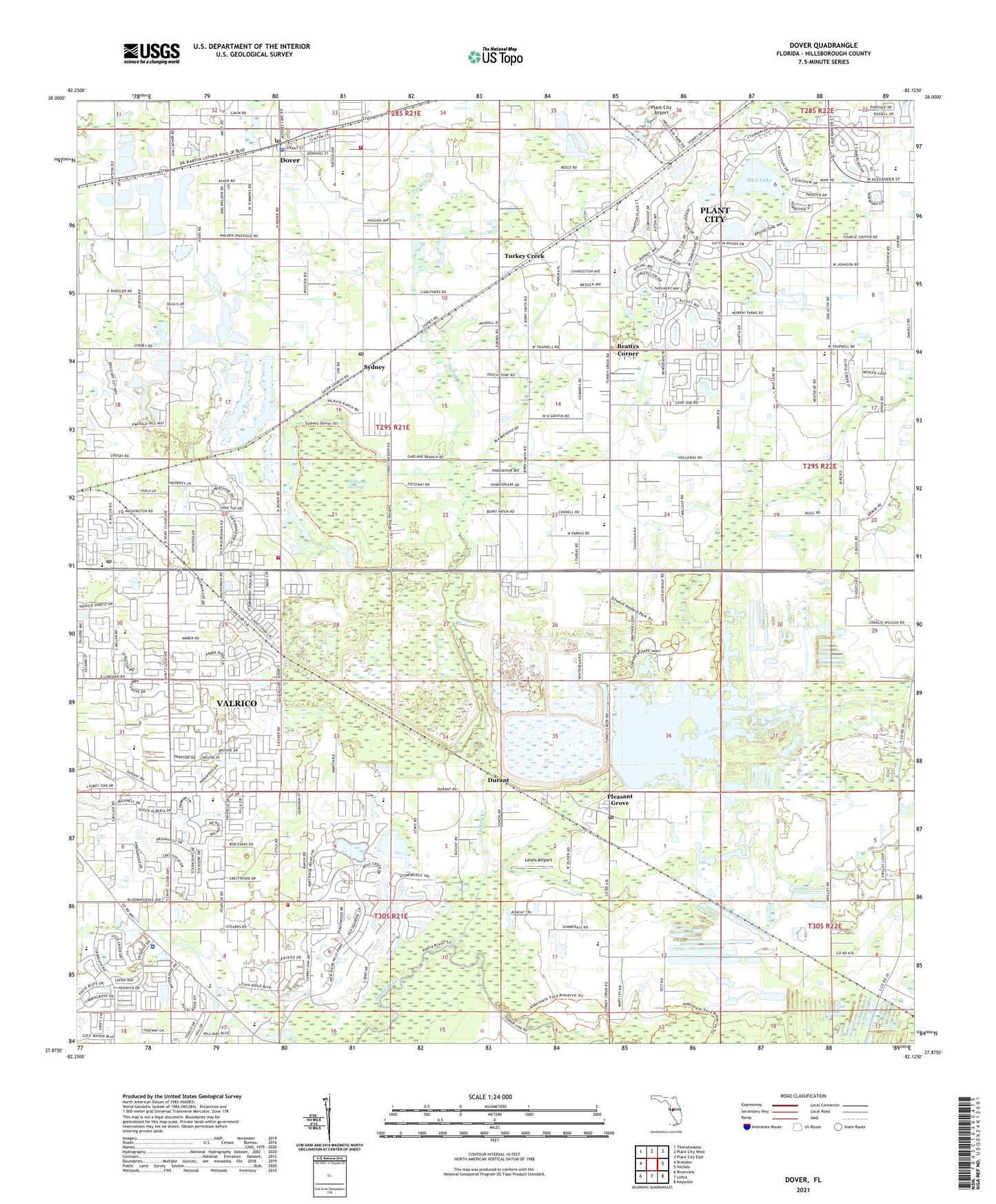 Dover Florida US Topo Map Image