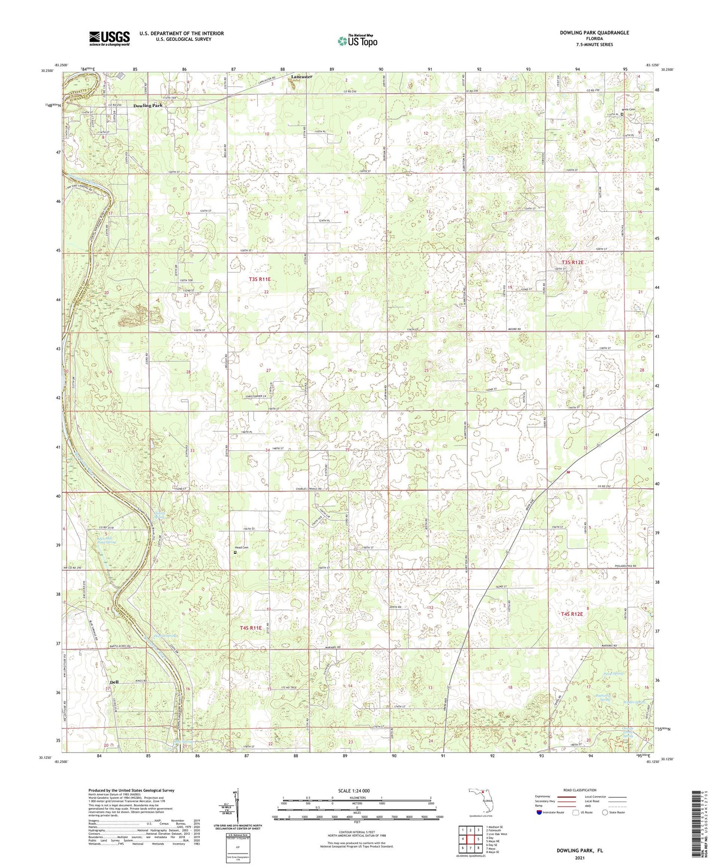 Dowling Park Florida US Topo Map Image