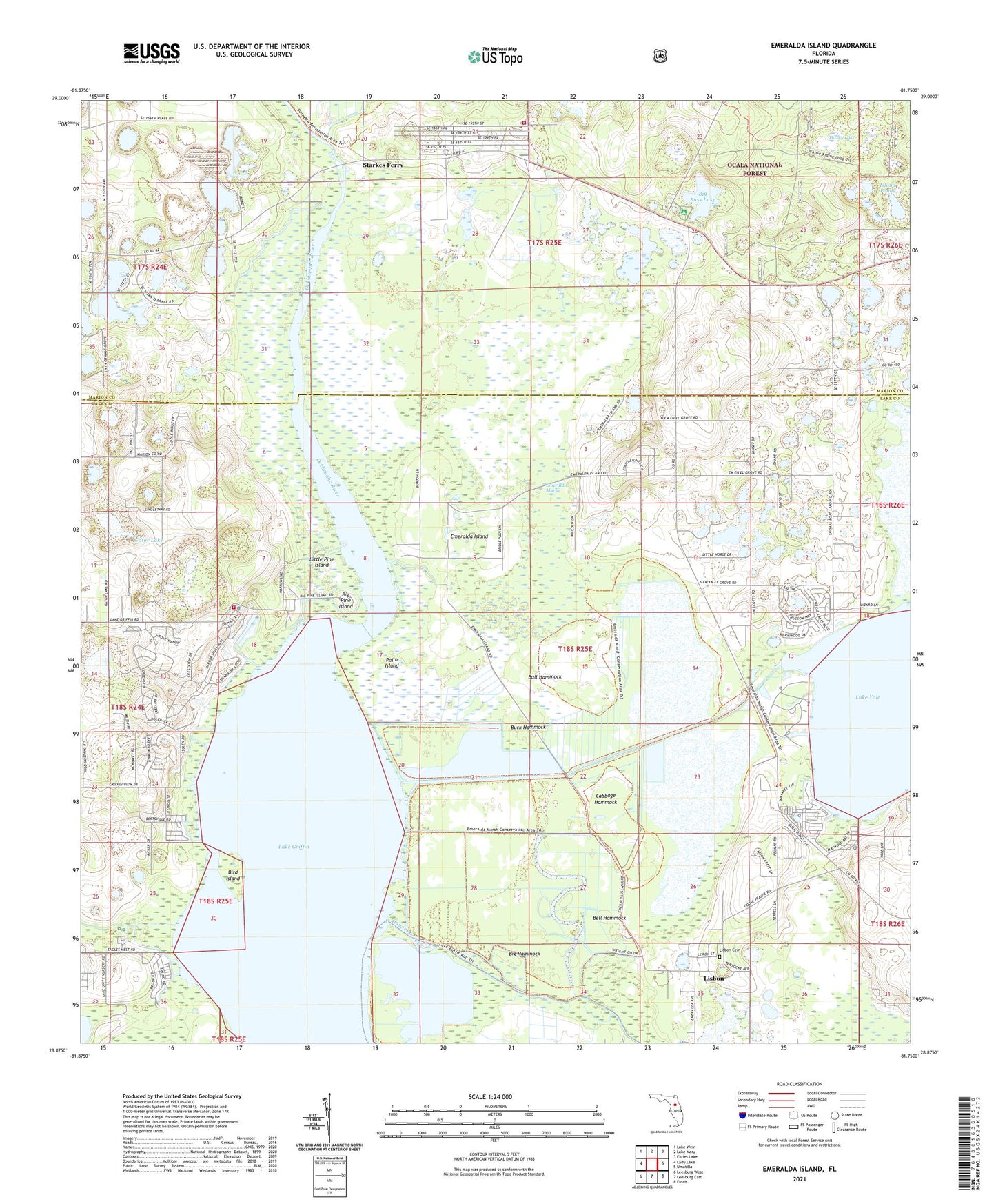 Emeralda Island Florida US Topo Map Image