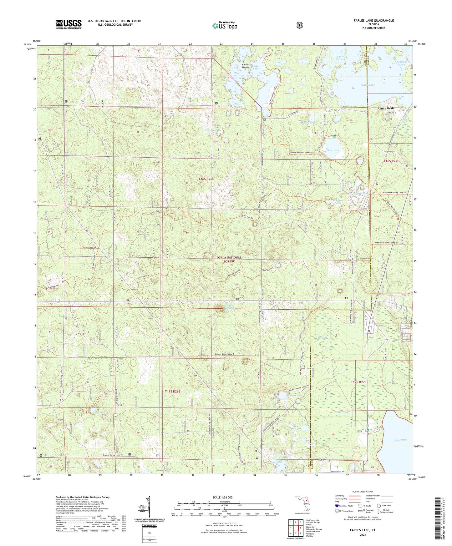 Farles Lake Florida US Topo Map Image
