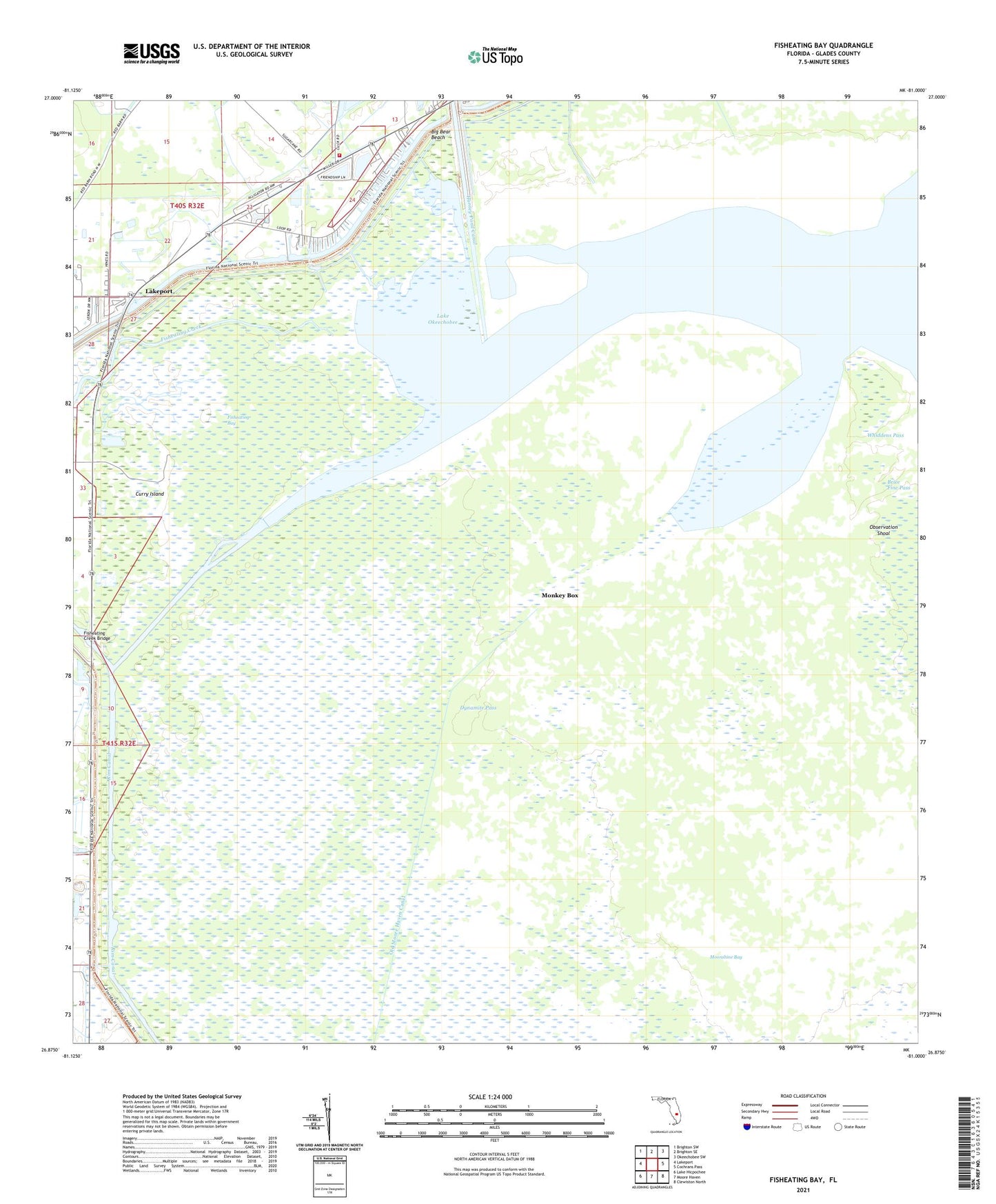 Fisheating Bay Florida US Topo Map Image