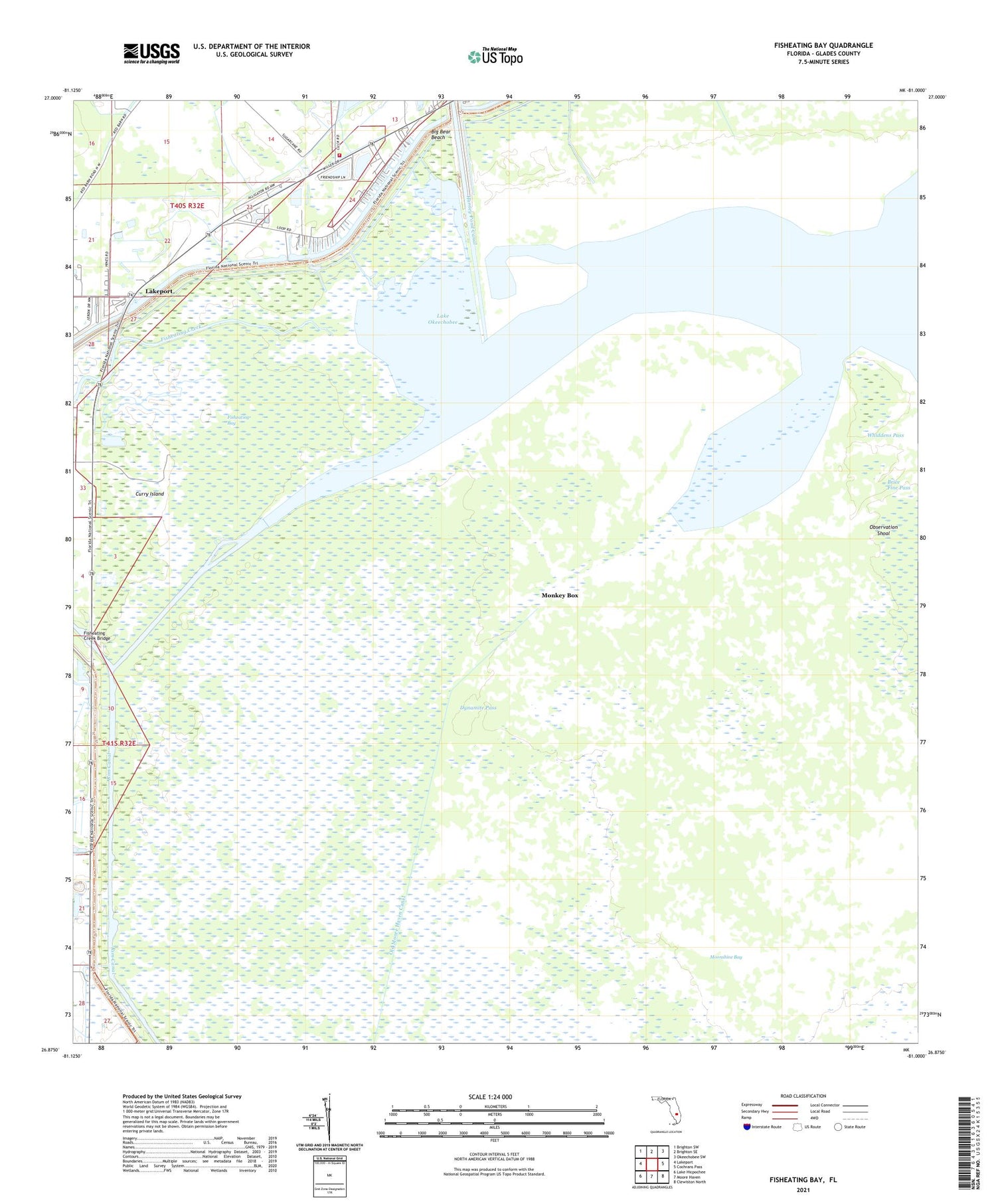 Fisheating Bay Florida US Topo Map Image
