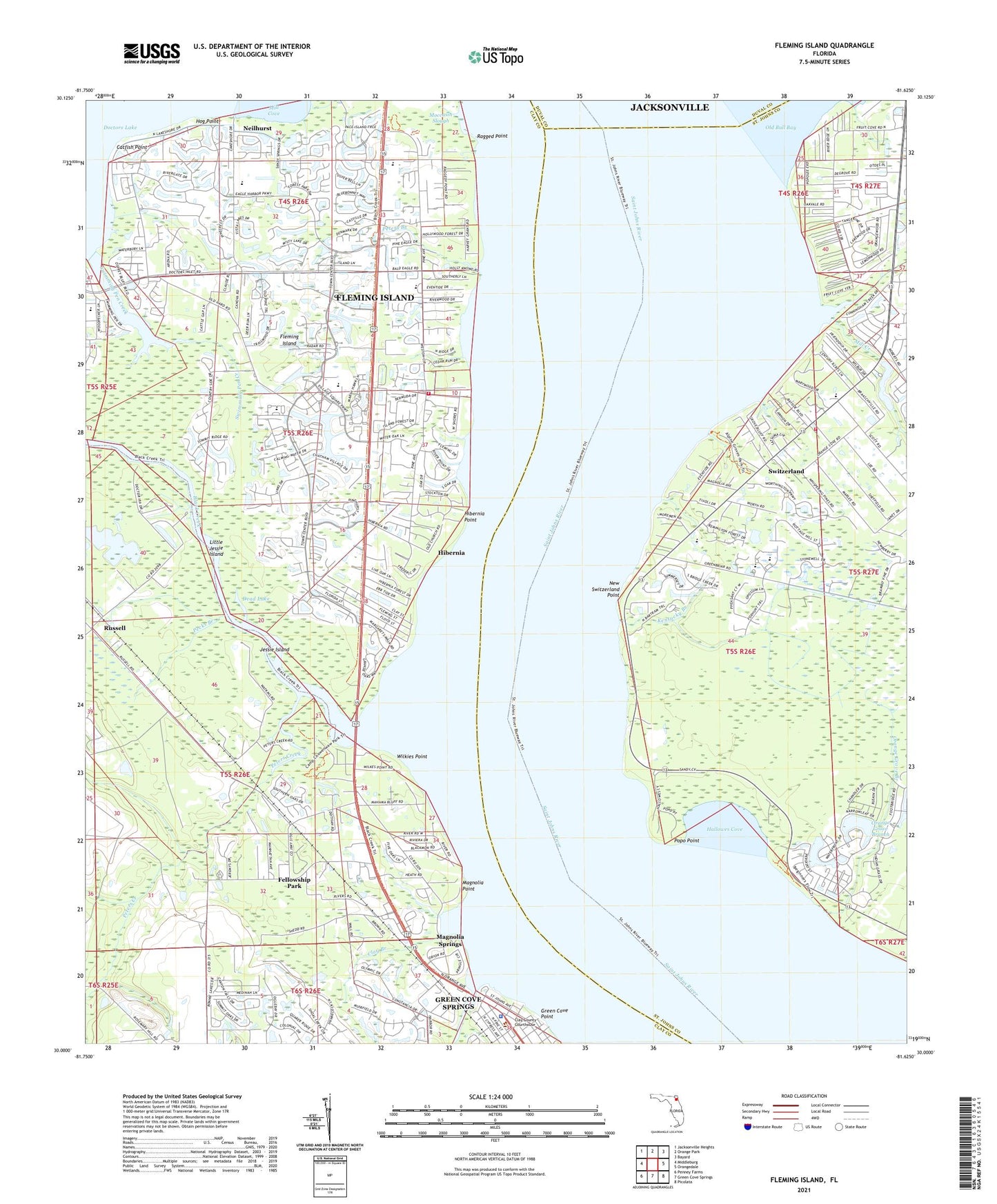 Fleming Island Florida US Topo Map Image