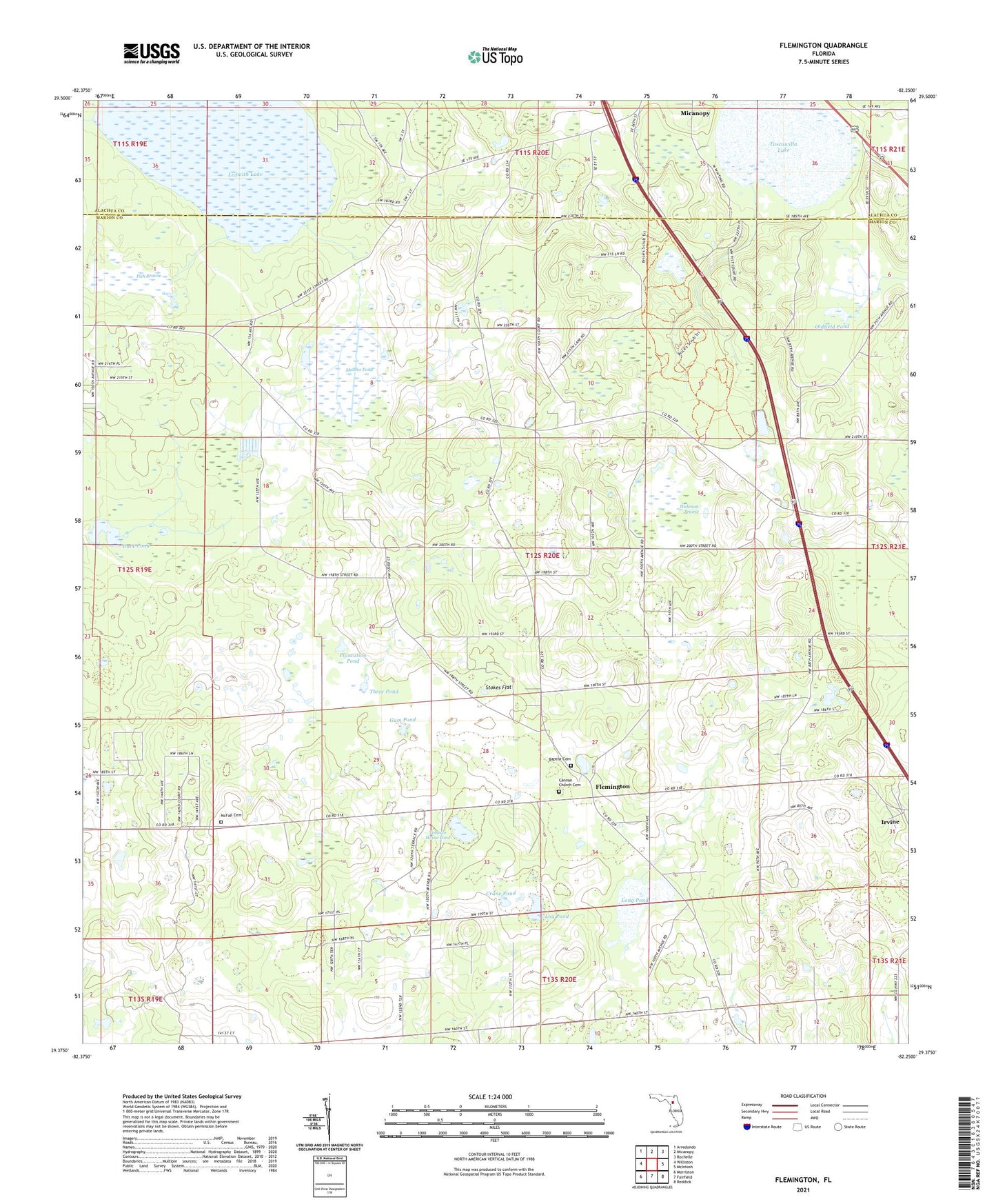 Flemington Florida US Topo Map Image