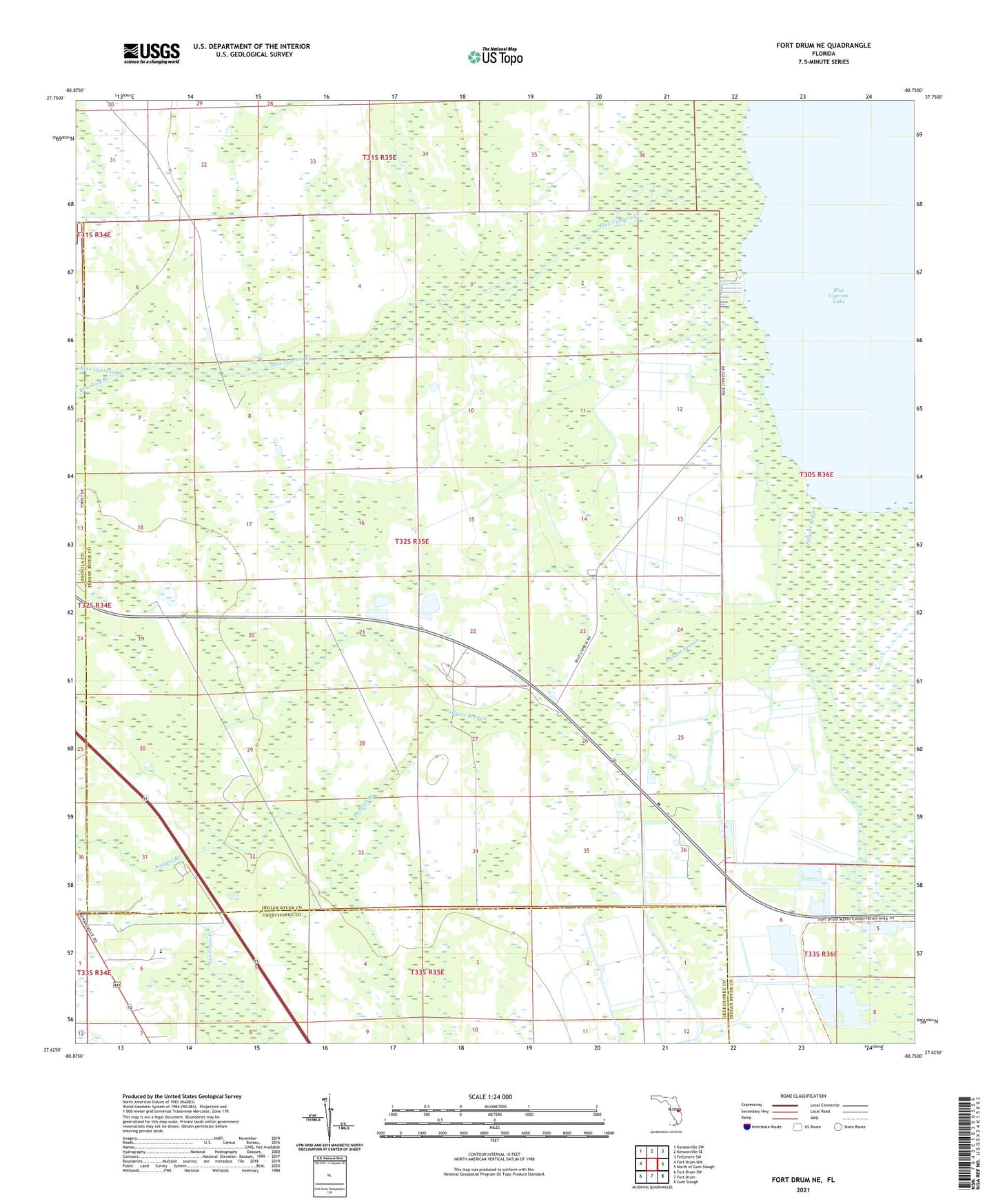 Fort Drum NE Florida US Topo Map Image