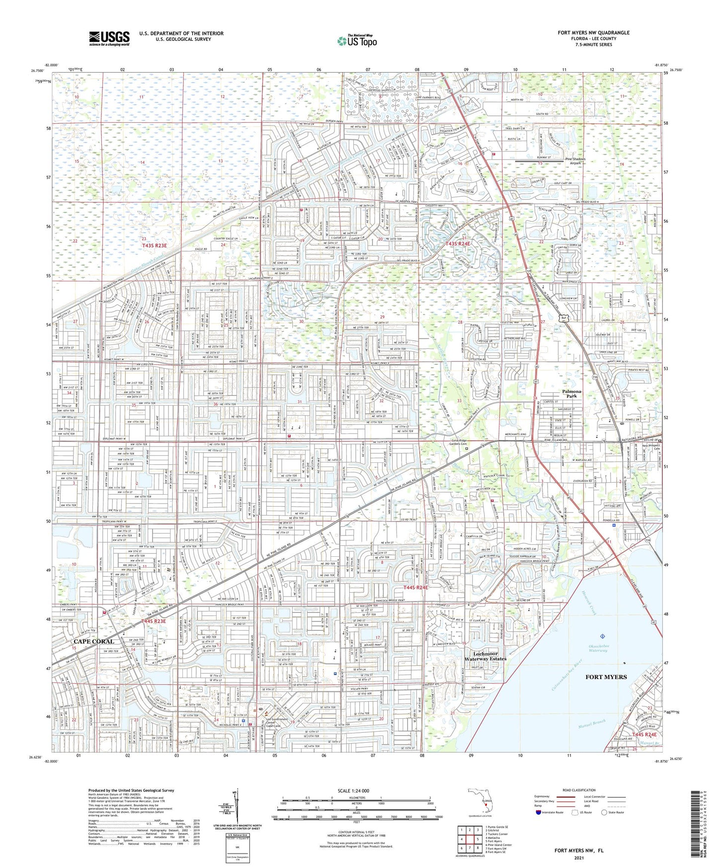 Fort Myers NW Florida US Topo Map Image