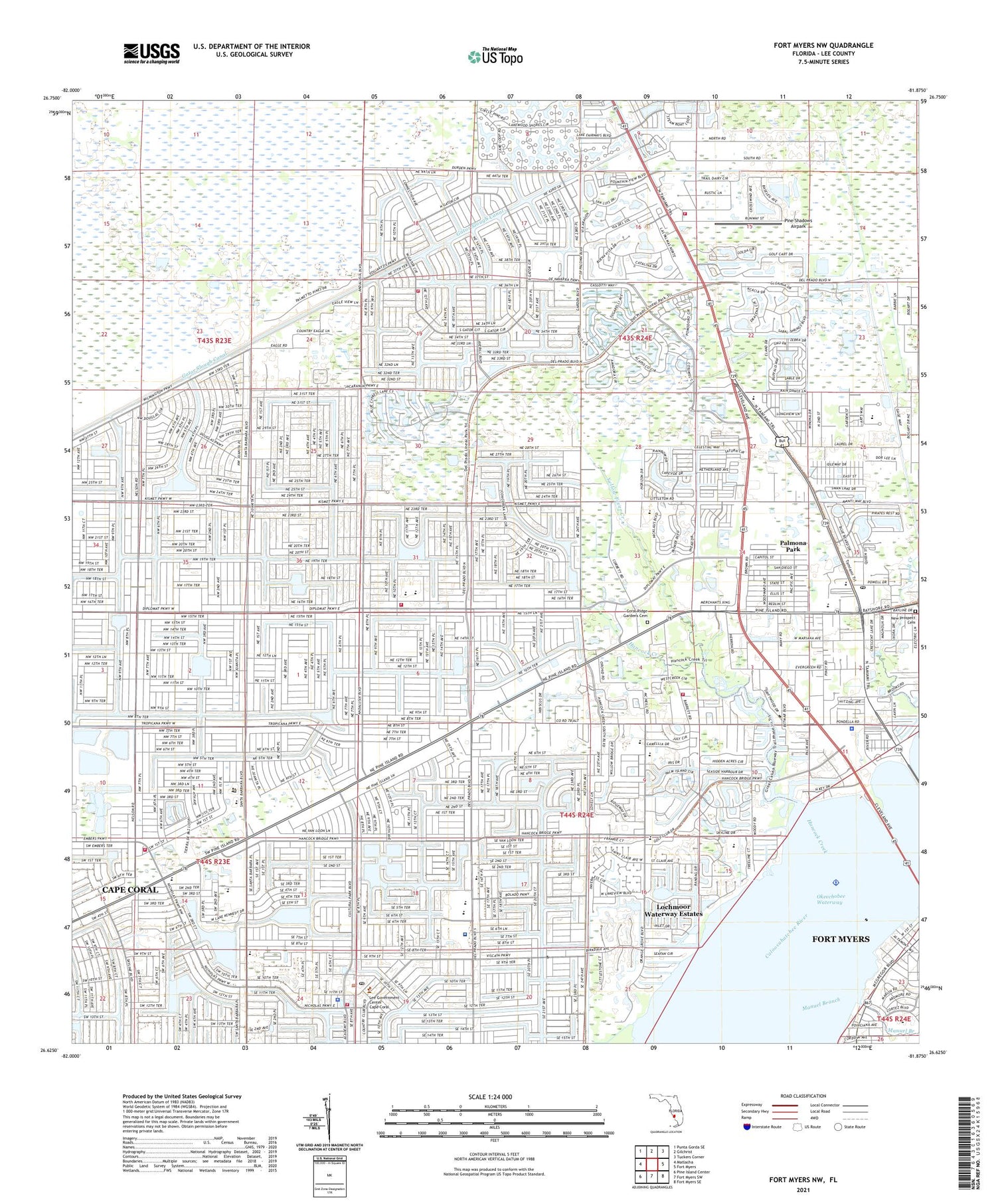 Fort Myers NW Florida US Topo Map Image
