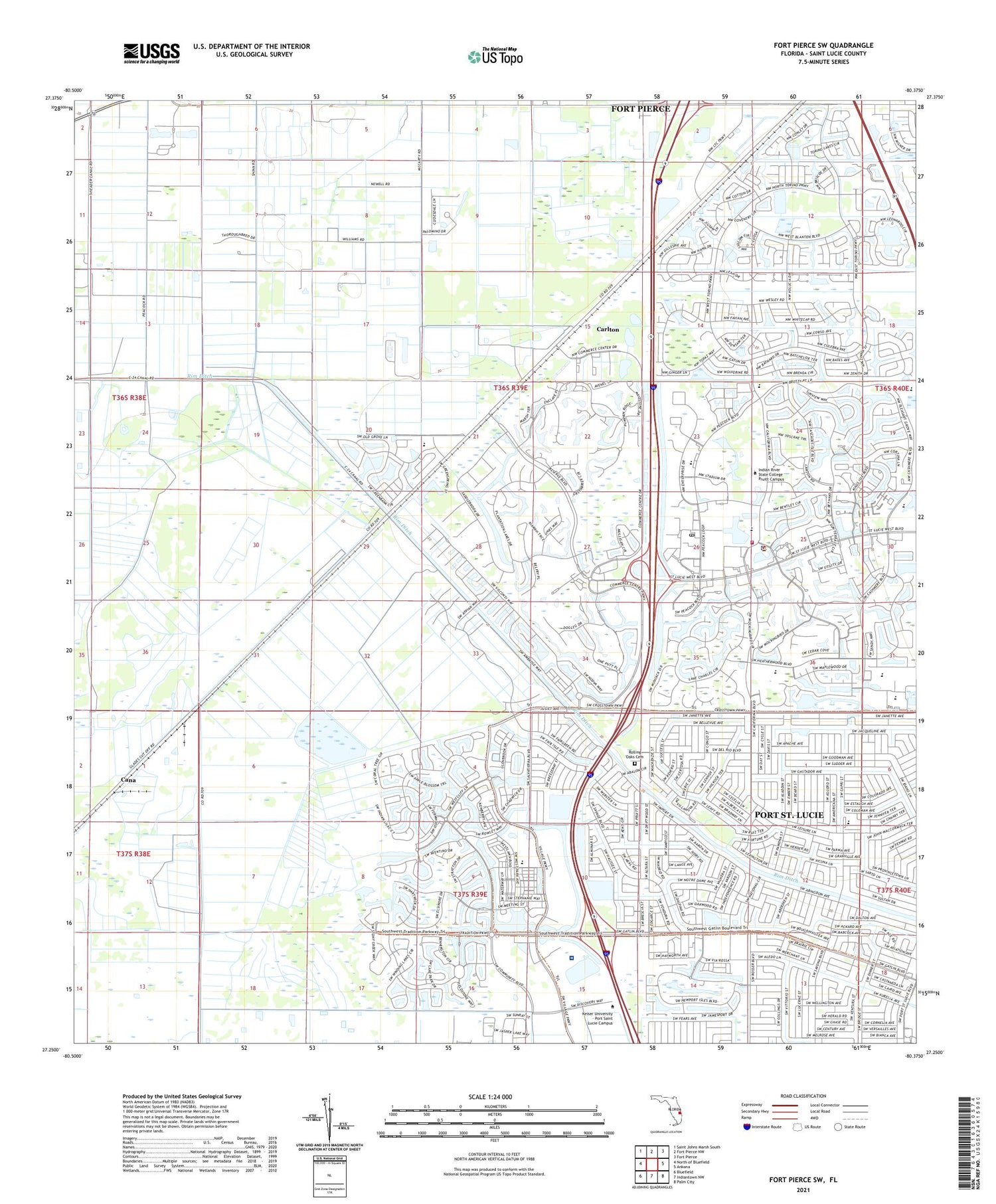 Fort Pierce SW Florida US Topo Map Image