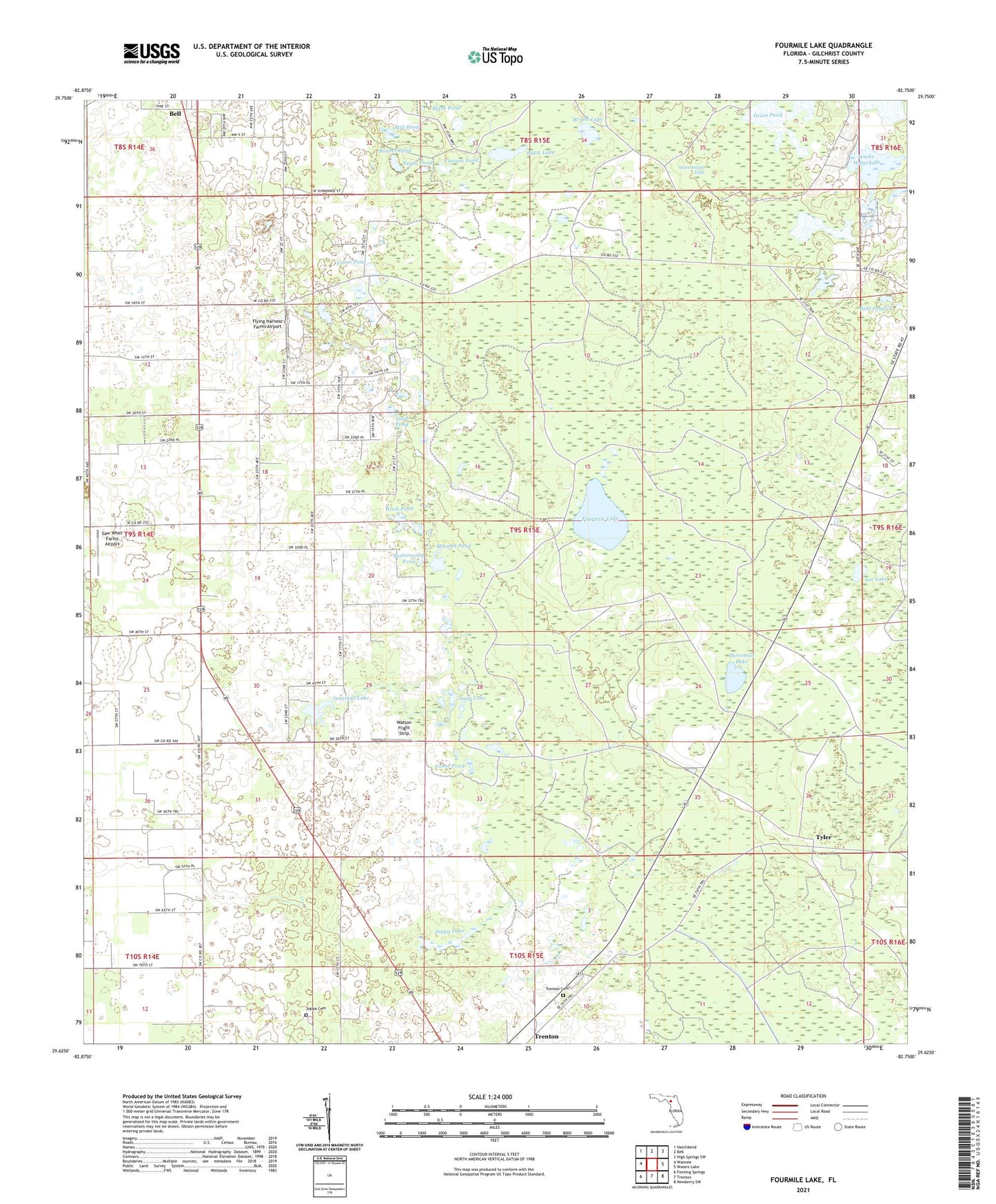 Fourmile Lake Florida US Topo Map Image
