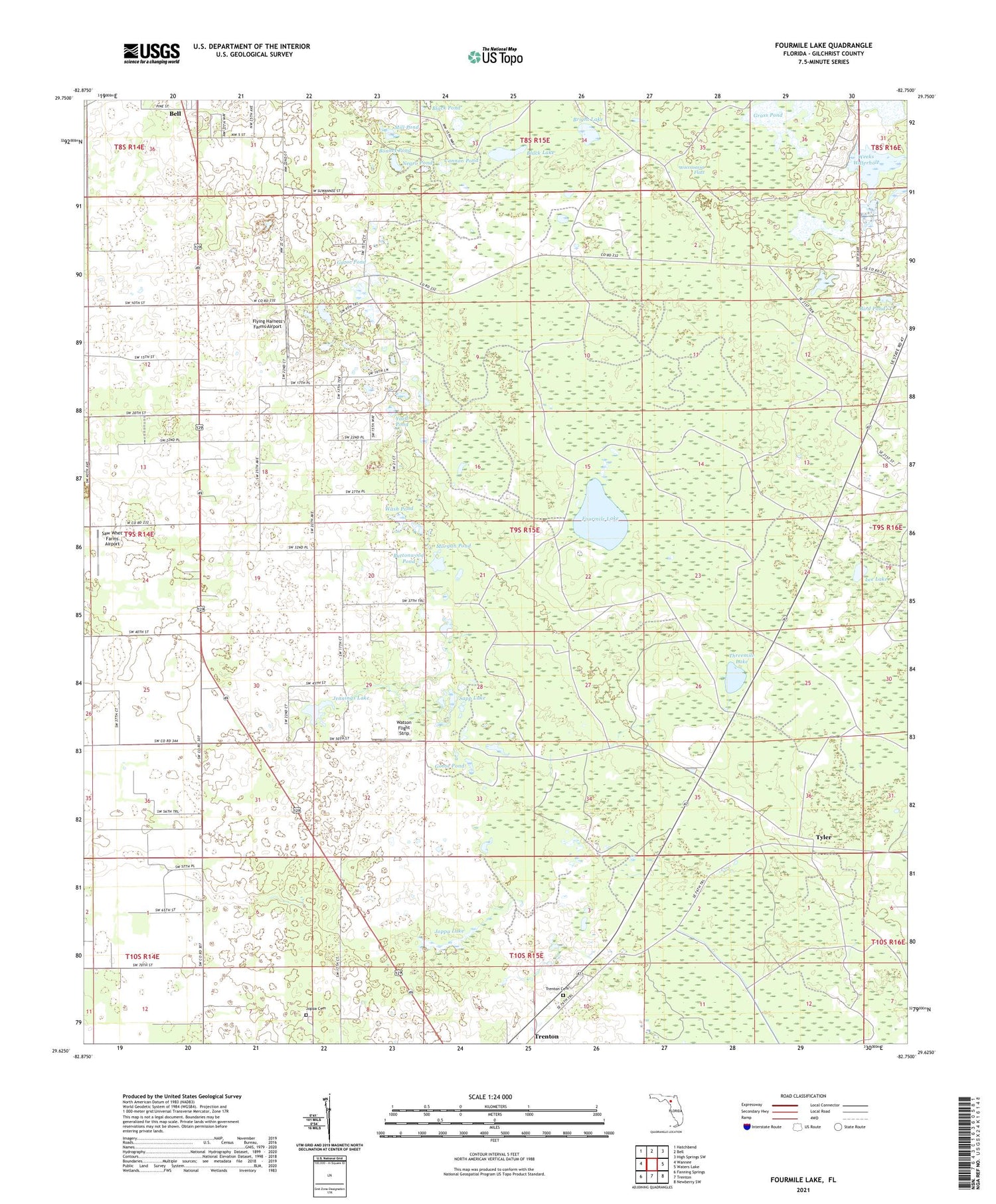 Fourmile Lake Florida US Topo Map Image