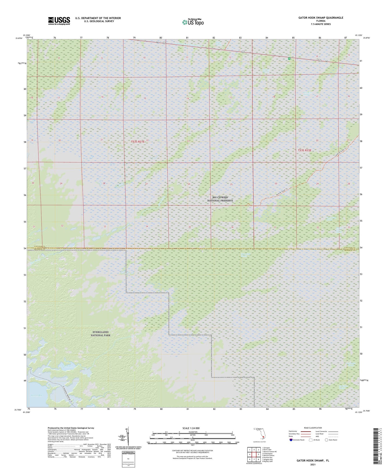 Gator Hook Swamp Florida US Topo Map Image