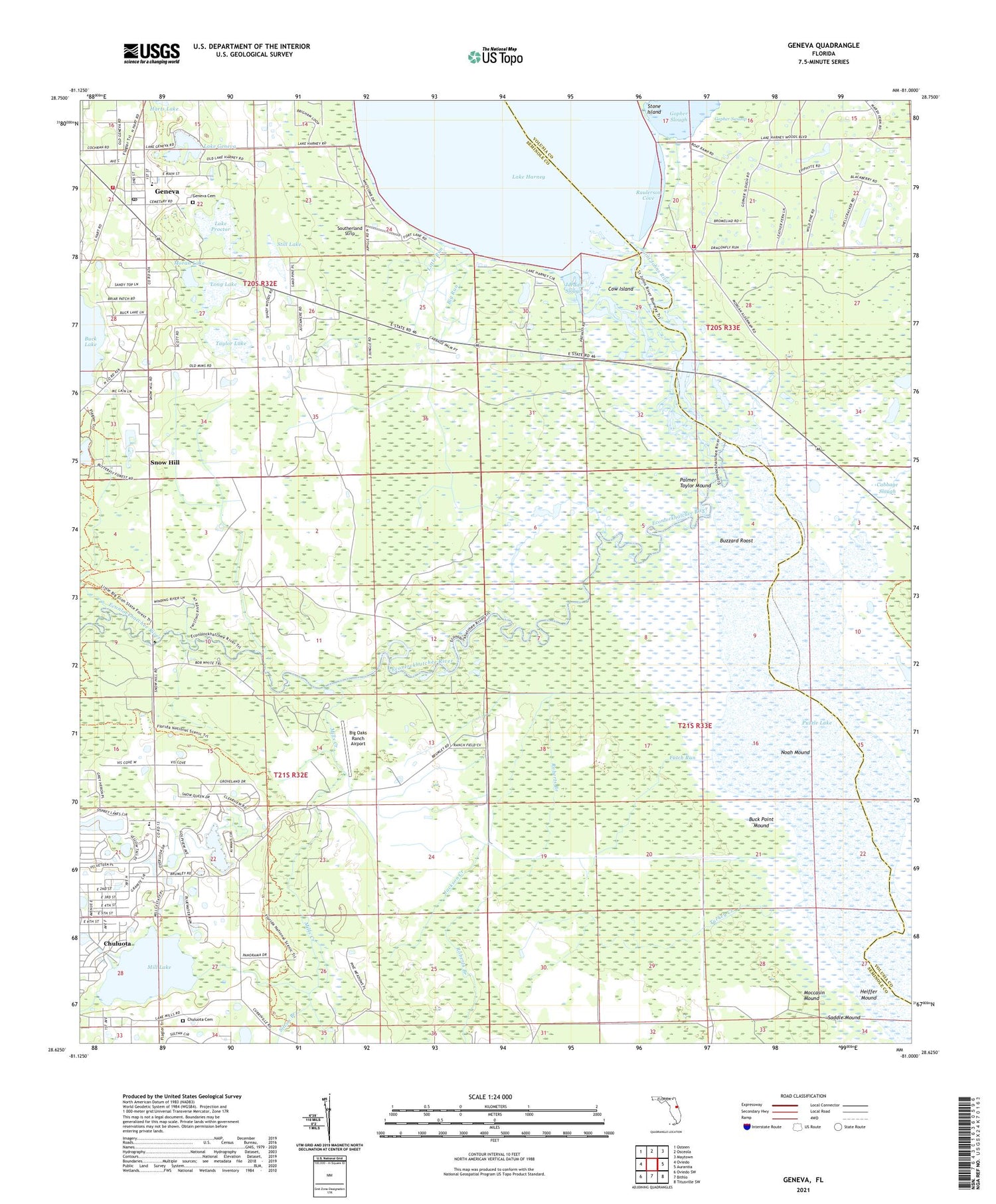 Geneva Florida US Topo Map Image