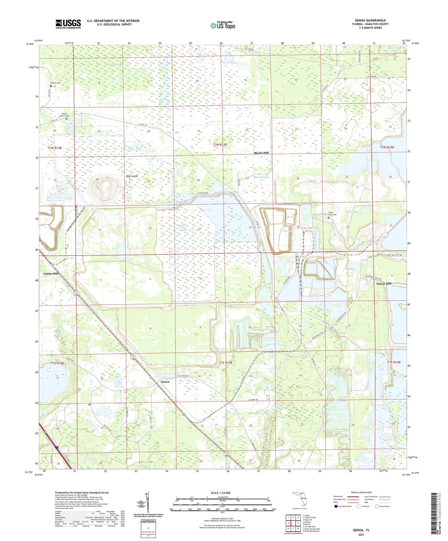 Genoa Florida US Topo Map Image