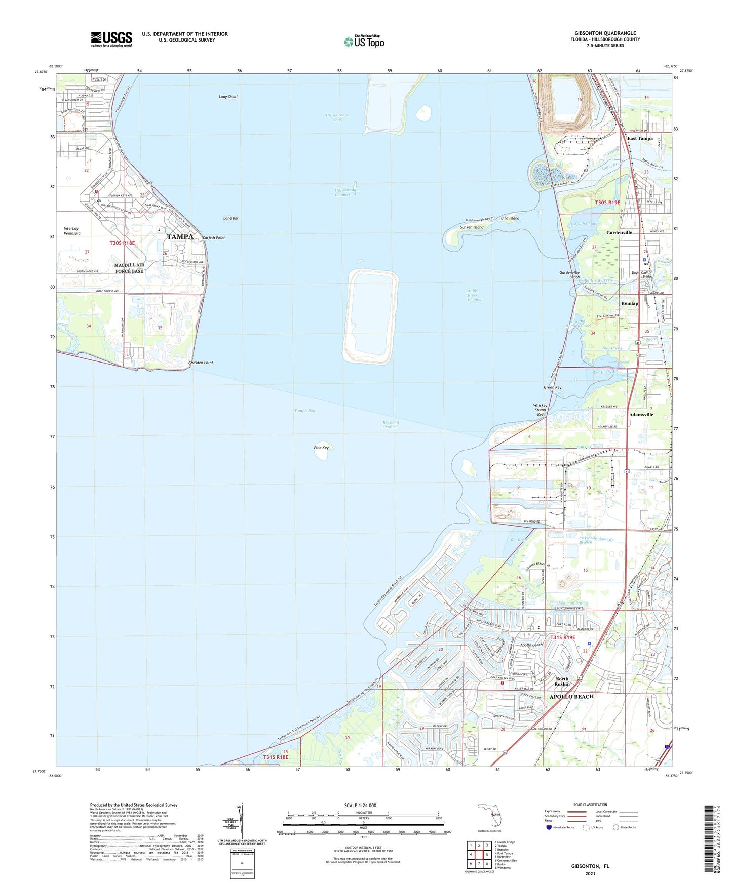 Gibsonton Florida US Topo Map Image