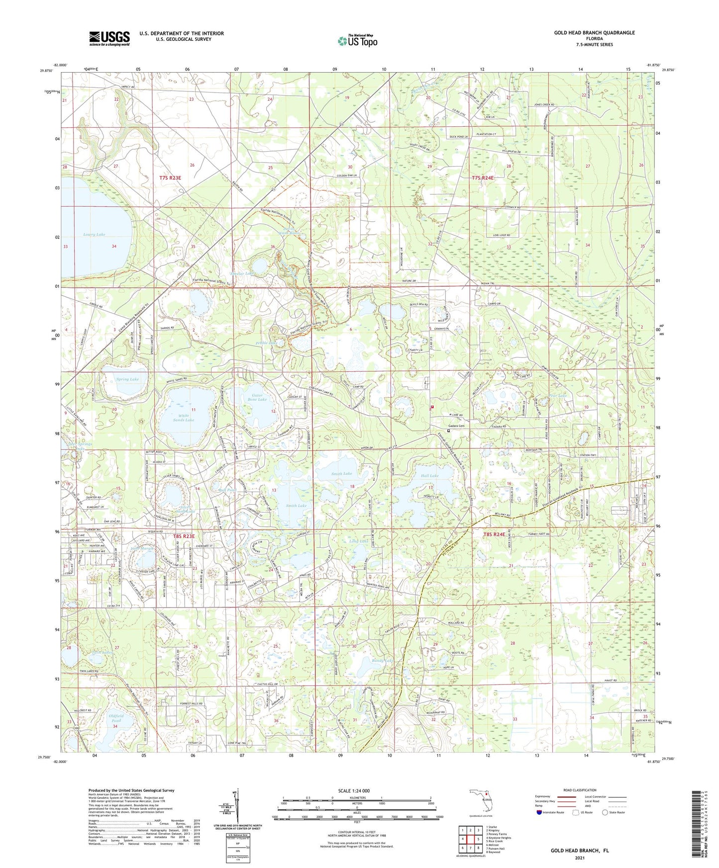 Gold Head Branch Florida US Topo Map Image