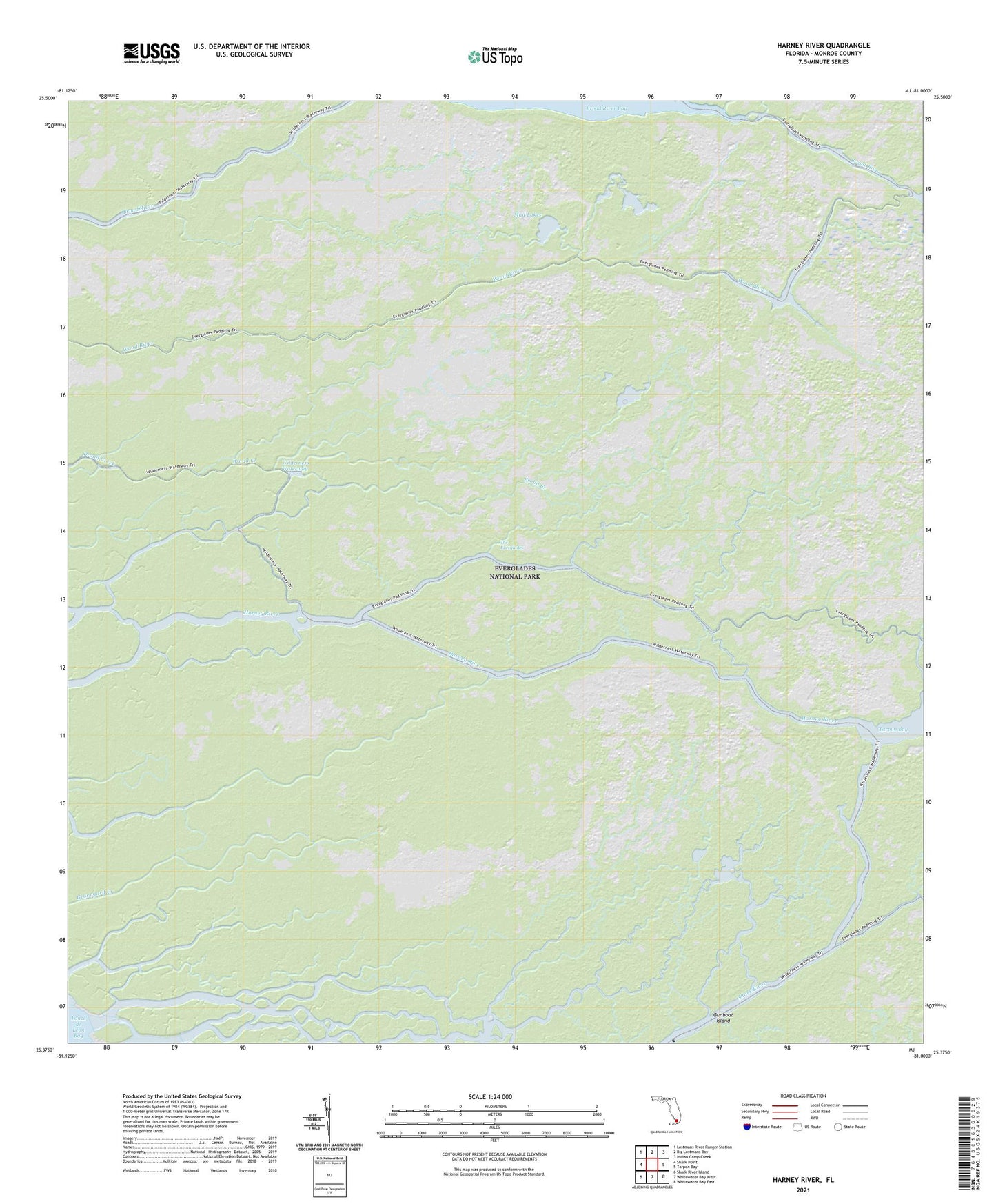 Harney River Florida US Topo Map Image