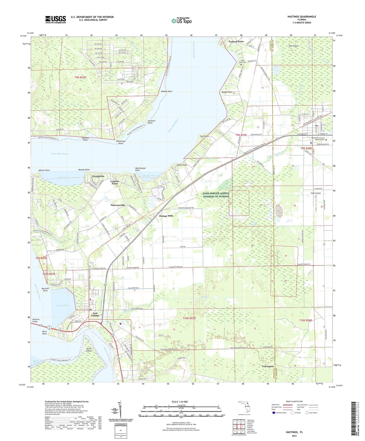 Hastings Florida US Topo Map Image